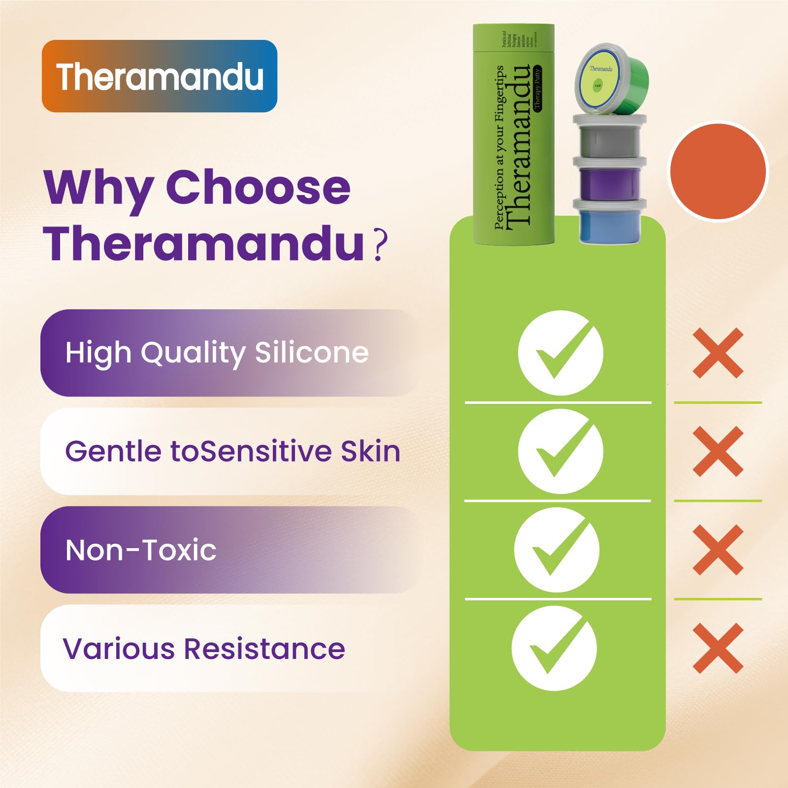 2 Kits of 4 Packs Theramandu Therapy Putty (3oz Each), Physical Therapy Hand Putty for Adults, Sensory Stress Relief & Hand Muscle Strengthening Exercise Therapy Putty, 4 Different Resistances — Amazon image 8