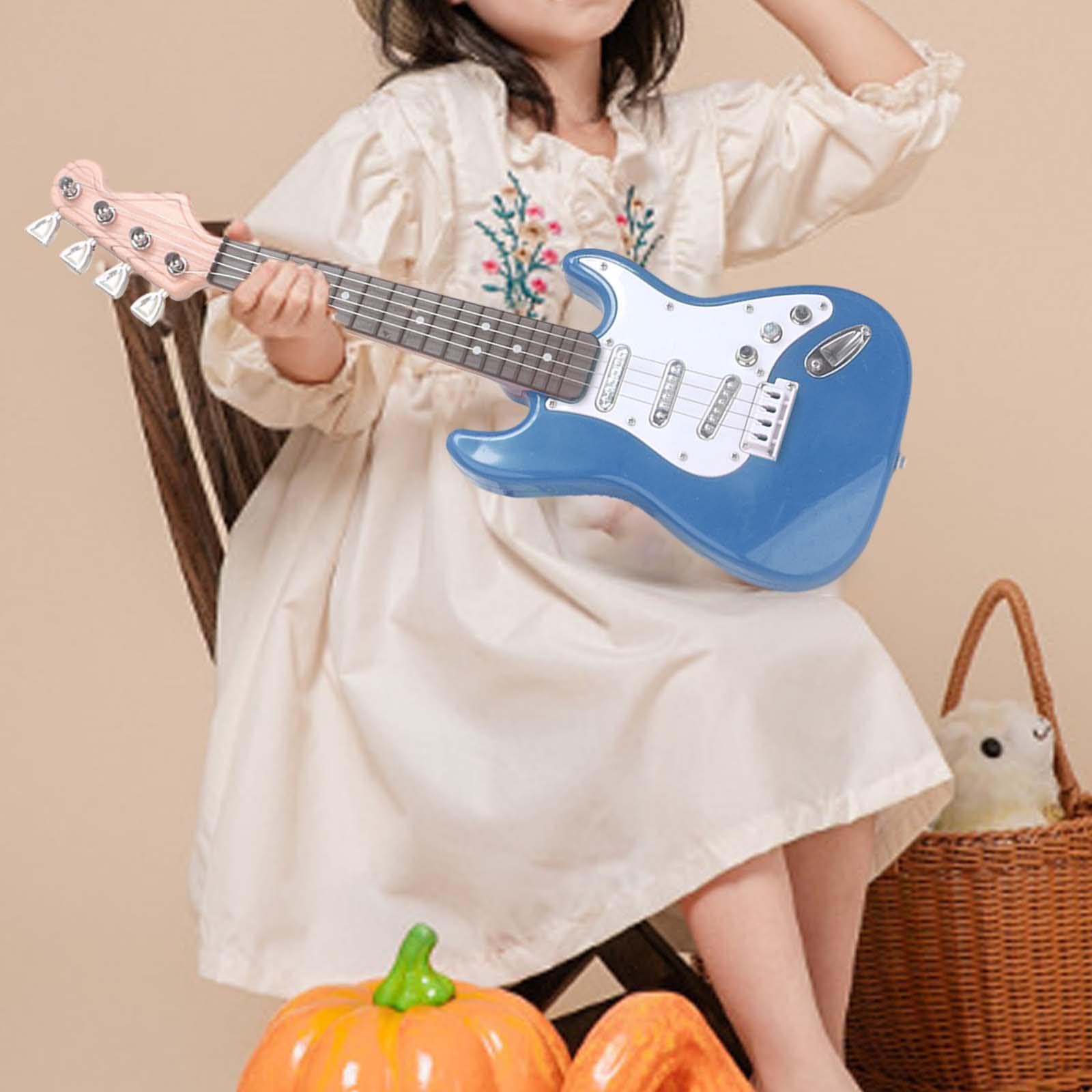 Zestaw 3 gitar elektrycznych dla dzieci, 4 struny, mała gitara dla dziewczynek, dzieci, prezent urodzinowy, niebieska, 42 cm