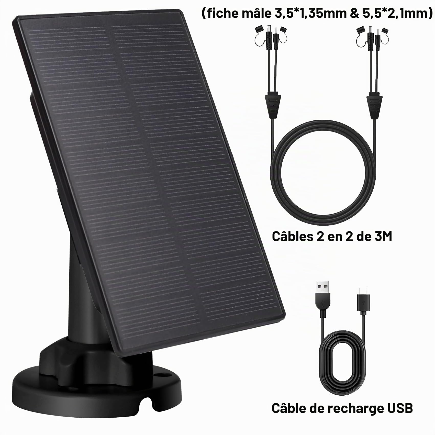 1Pack Panneau solaire 12V/1A 6V/2A avec batterie au lithium rechargeable intégrée de 4000 mAh IP66, accessoire de chasse compatible avec les caméras de jeu de chasse ou mangeoire à cerf