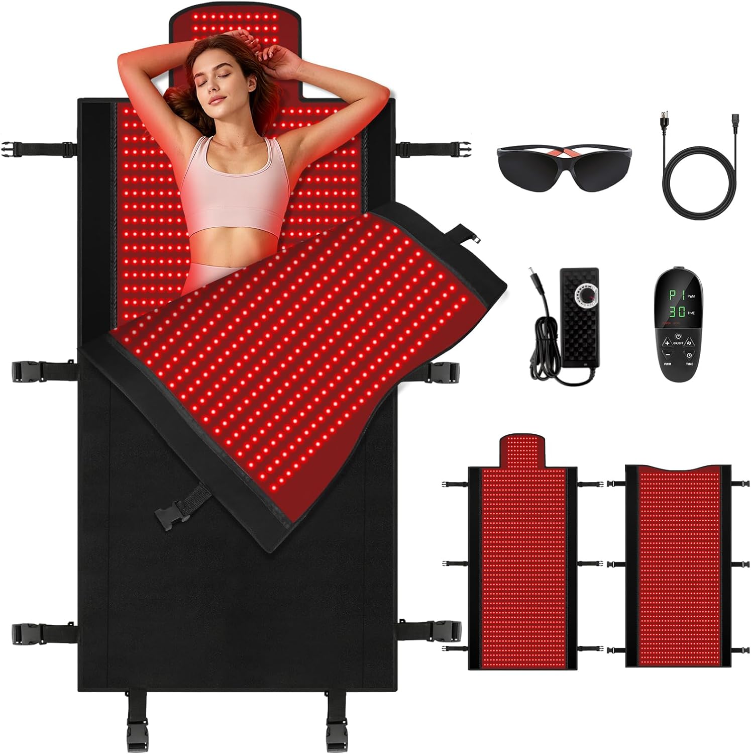 2025 New Full-Body Red Lights Therapy Mat- Triple-Mode Red Light Therapy Mat, 2 in1 LED 660 850 Infrared Reds Light Blanket with 2570 LEDs, Gift for Women Men Mom Father Lover
