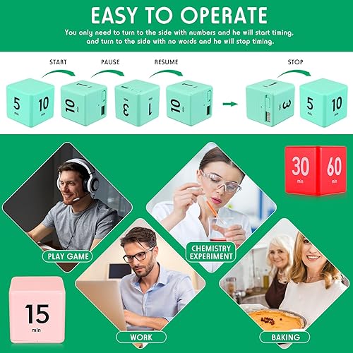 Miniatura 5 de Weewooday 4 piezas de temporizador de gravedad con sensor de gravedad, temporizador digital para gestión, duración, estudio de cocina en casa, 1, 3,