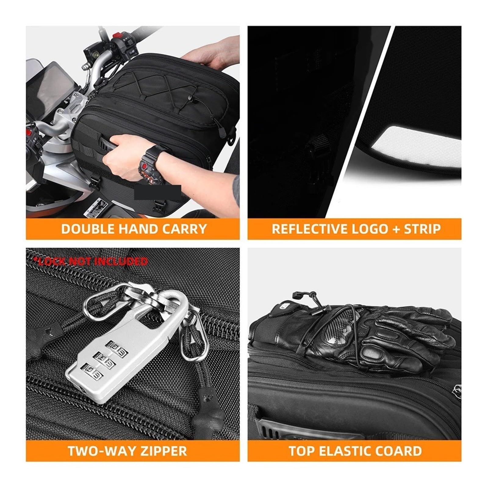Borsa Moto Borsa Tunnel Moto Adatta Scooter/motore Sotto L'osso 15 Litri Impermeabile Copertura Antipioggia Sedile Posteriore Selle Moto Bagagli