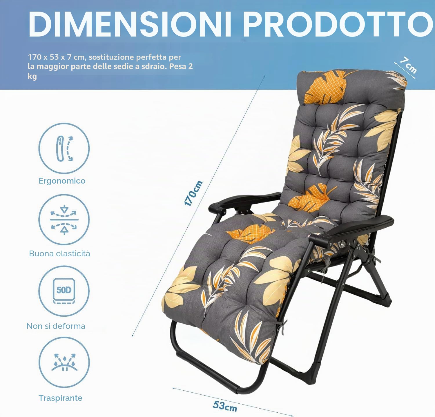 Solo cuscini per sedia a dondolo, con 6 lacci e copertura superiore fissa, antiscivolo, cuscino per sedia reclinabile da giardino, per esterni, spiaggia, portico, altalena, patio (senza sedia)