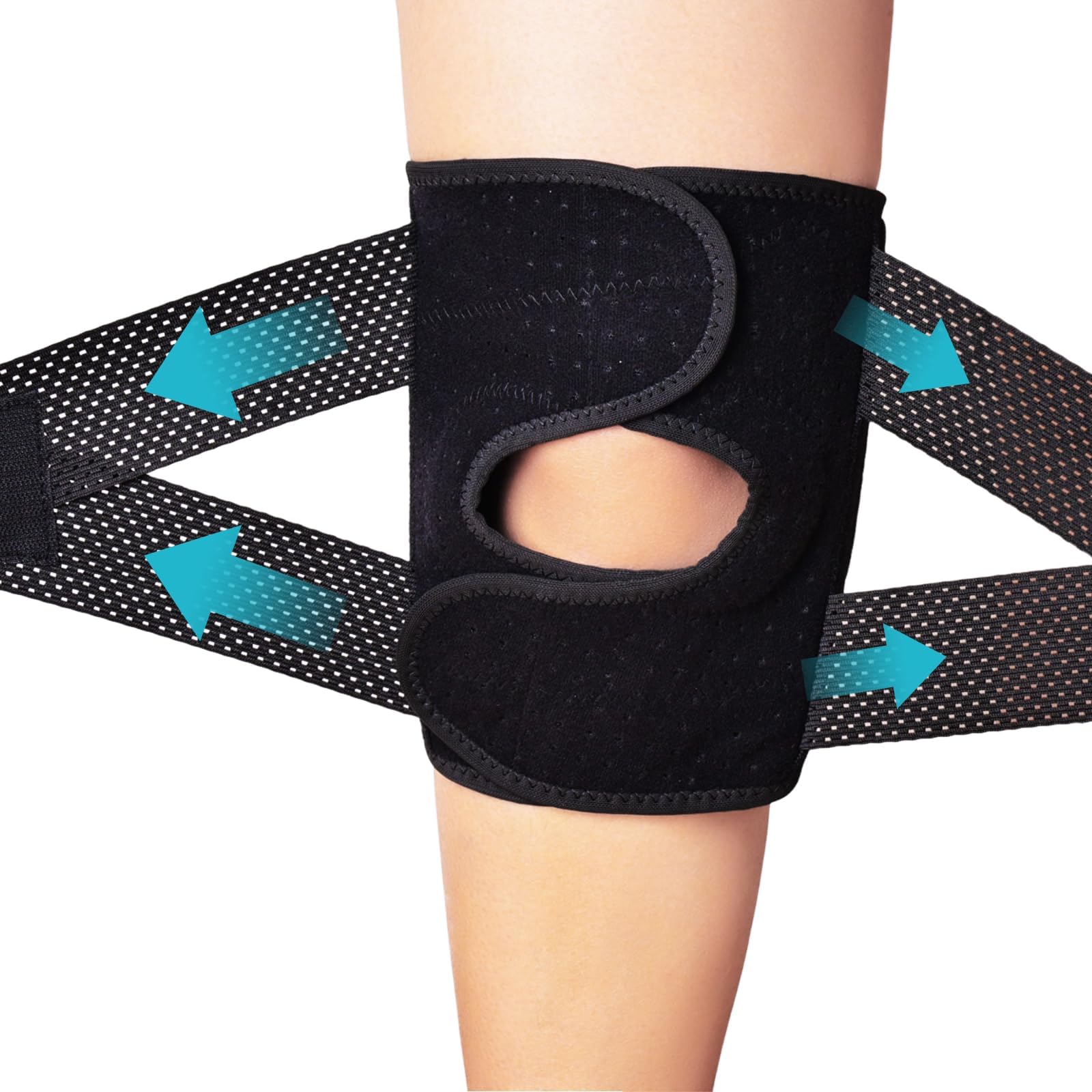 Knee Cross Support Brace - with Patella Gel Pad and Side Stabilizer Lightweight Breathable Mesh Fabric Adjustable Elasticity for Workout Sports and Arthritis (X-Large)