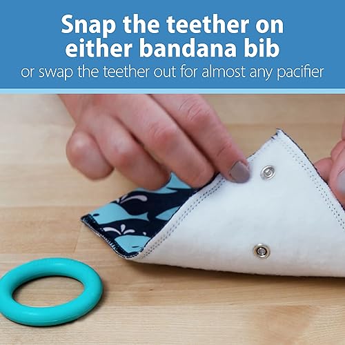 Miniatura 5 de Dr. Brown's Babero unisex para bebé, súper suave y absorbente, bandana con mordedor a presión, Rayas y zorro