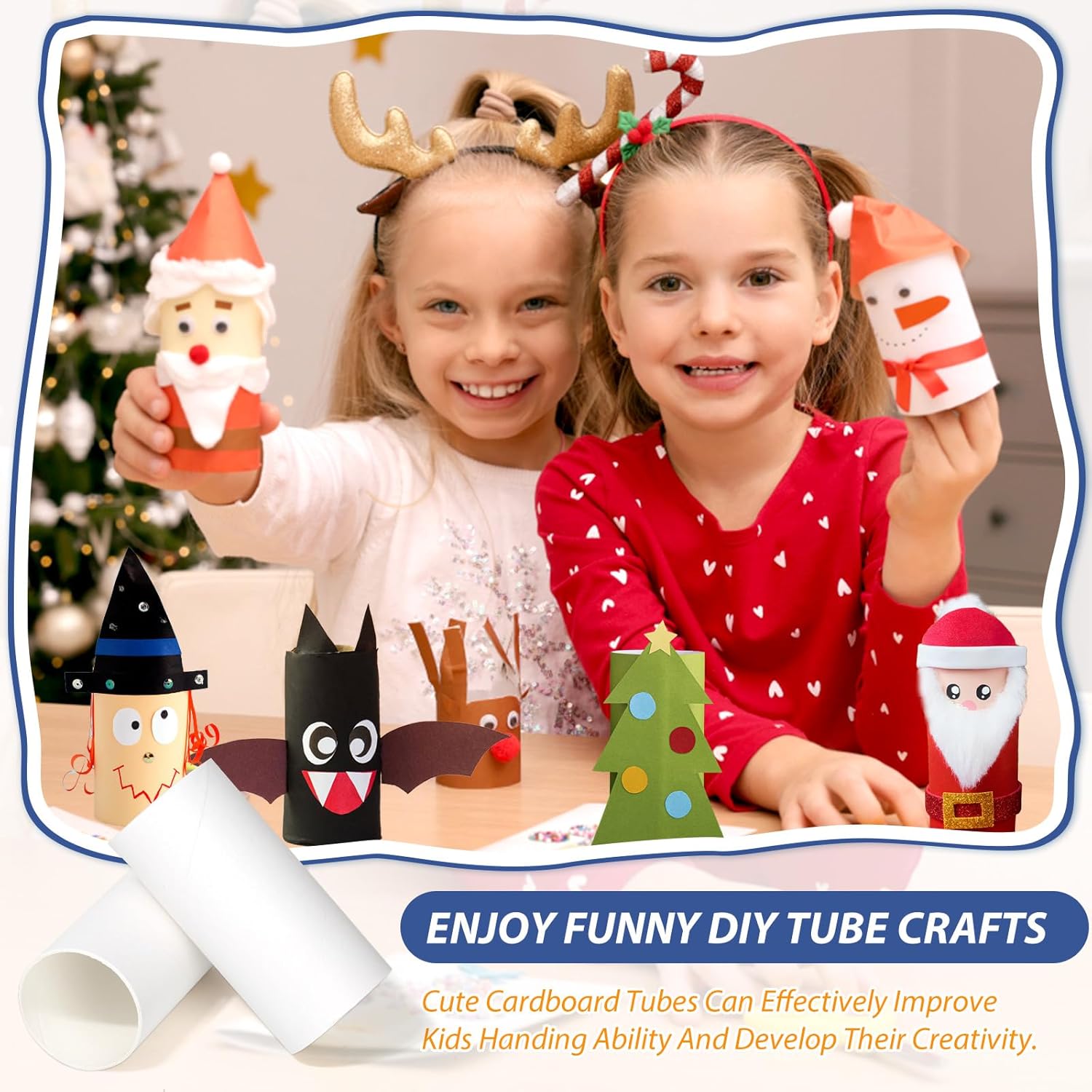 MAPVOLUT 60-Pack Thick Craft Tubes (4"x1.6") - Bulk Cardboard Rolls for Students DIY, Classroom STEM Projects, Holiday Ornaments | Halloween, Christmas, Thanksgiving Decor Craft Supplies