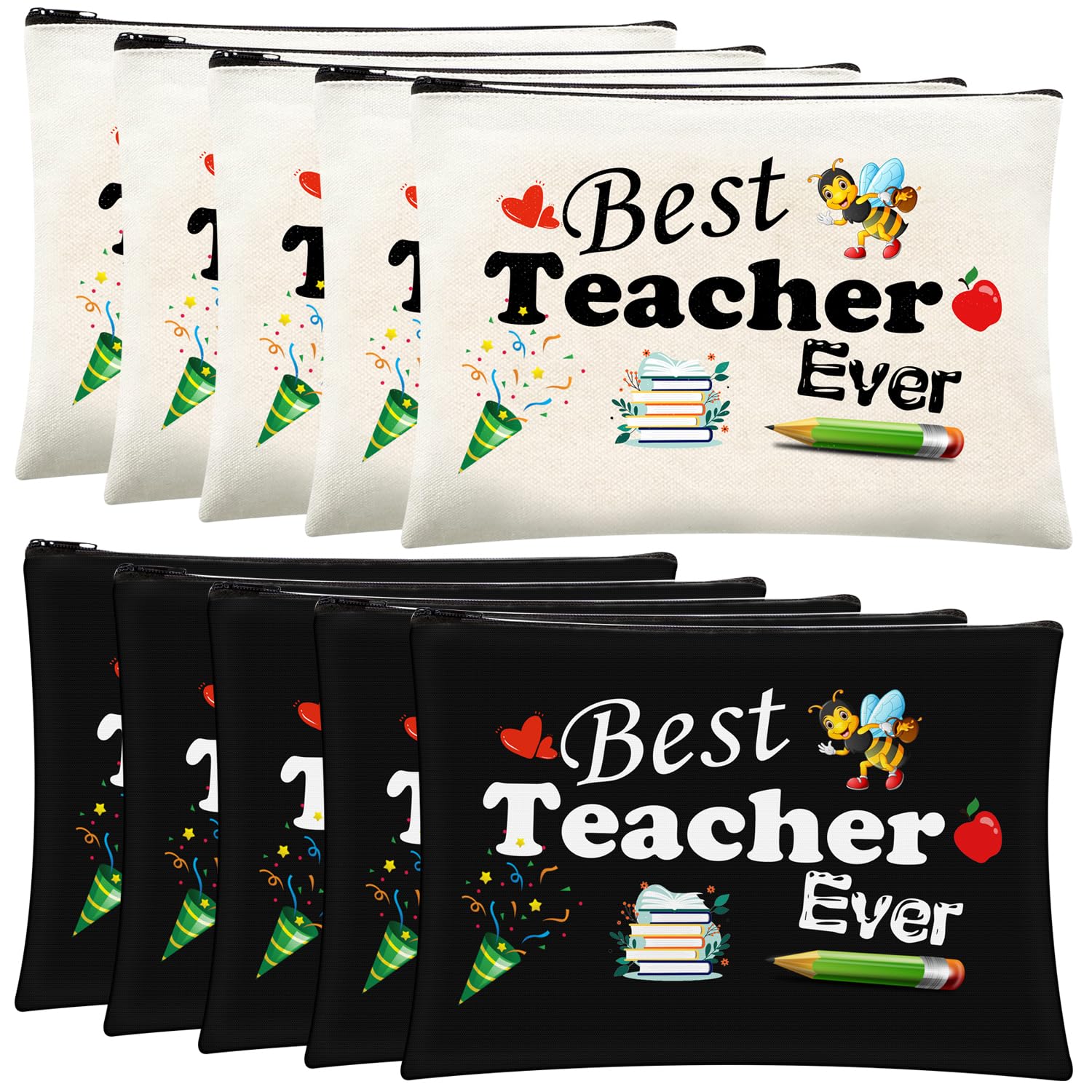 Teacher Gifts 10 Pcs Teacher Appreciation Gifts Teacher Canvas Makeup Bags Cosmetic Survival Kit Travel Toiletry Case Pencil Bags Thank You Gift