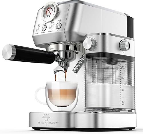 MÁquina de café capuchino MAttinata con espumador de leche automático, máquina de espresso compacta con medidor de presión, máquina de capuchino de