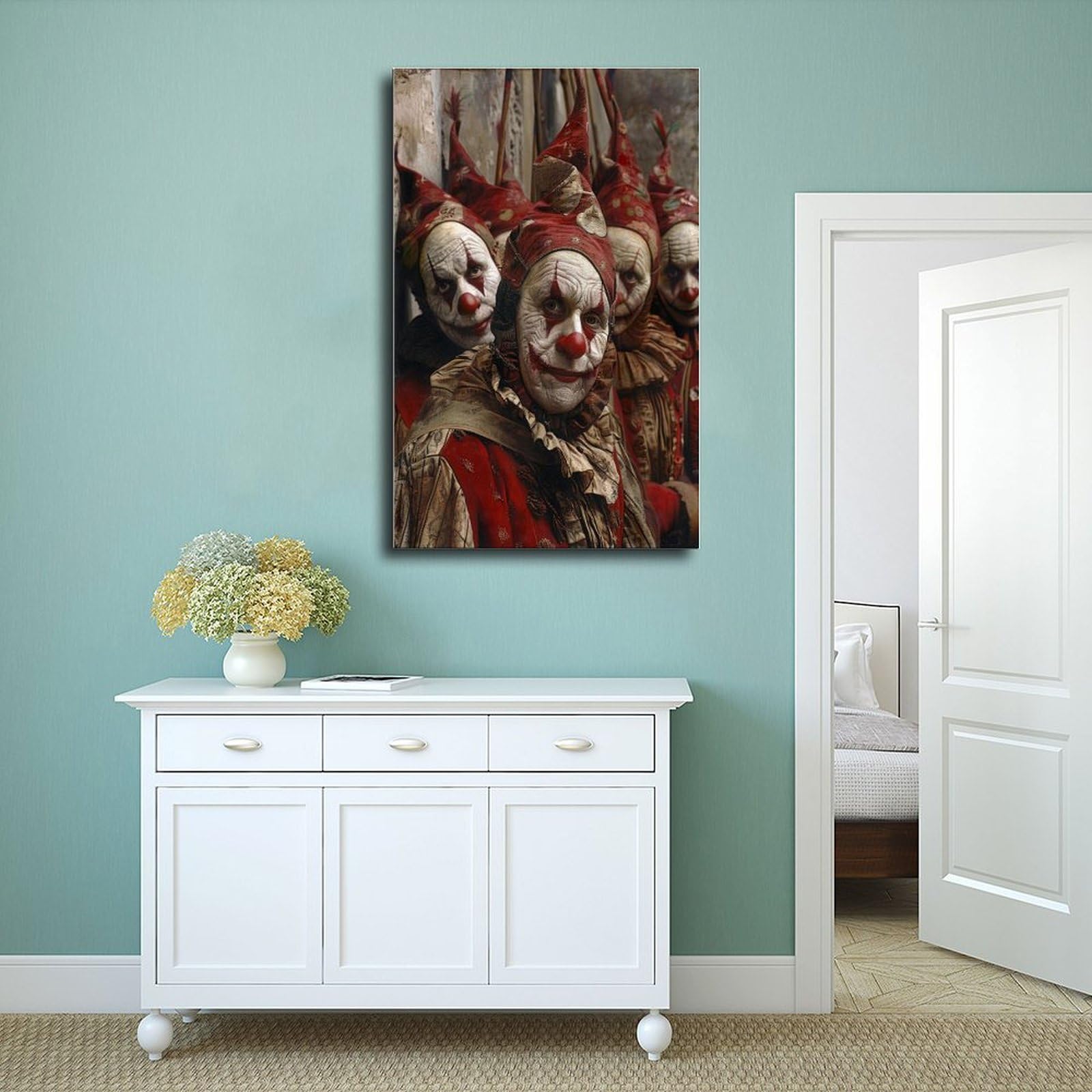 WJWART Poster su tela originale Commedia Dell, decorazione per camera da letto, paesaggio decorativo, idea regalo, 60 x 90 cm