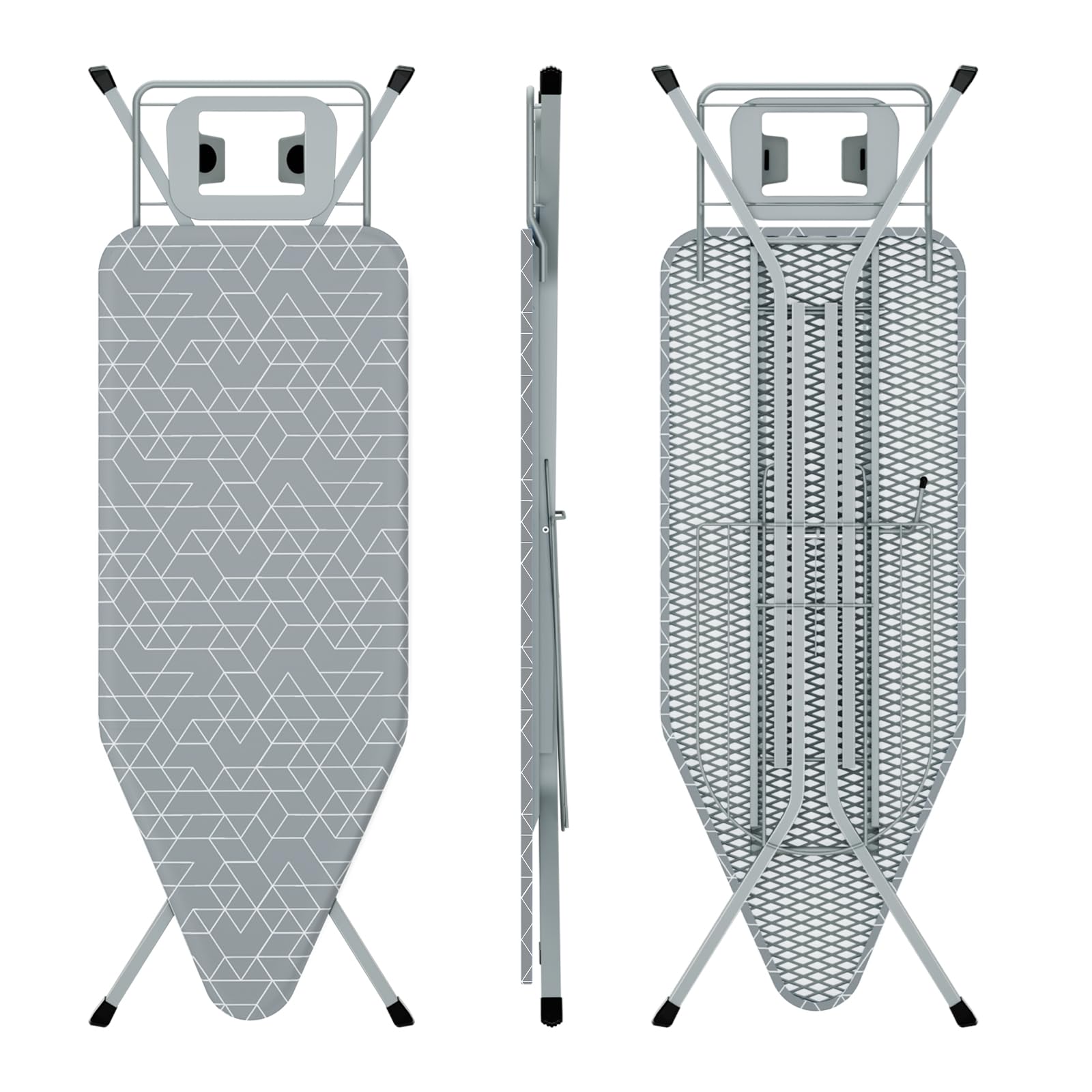 Ironing Board 120 x 45cm,Stable Folding Board, Anti-Closing System, Adjustable Height, with 100% Cotton Cover,Built-in Iron Stand,Non-Slip Feet (Grey) — image 1