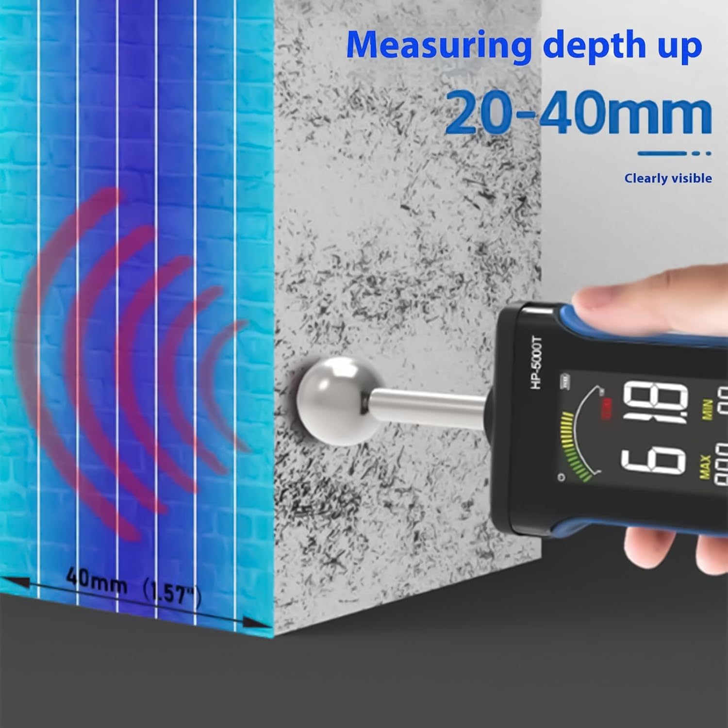 Advanced Wood Sensors Undamaged Detection Hearable Alerts 20mm to 40mm Penetration Auto Calibration Meter for Dry Wall Inspection