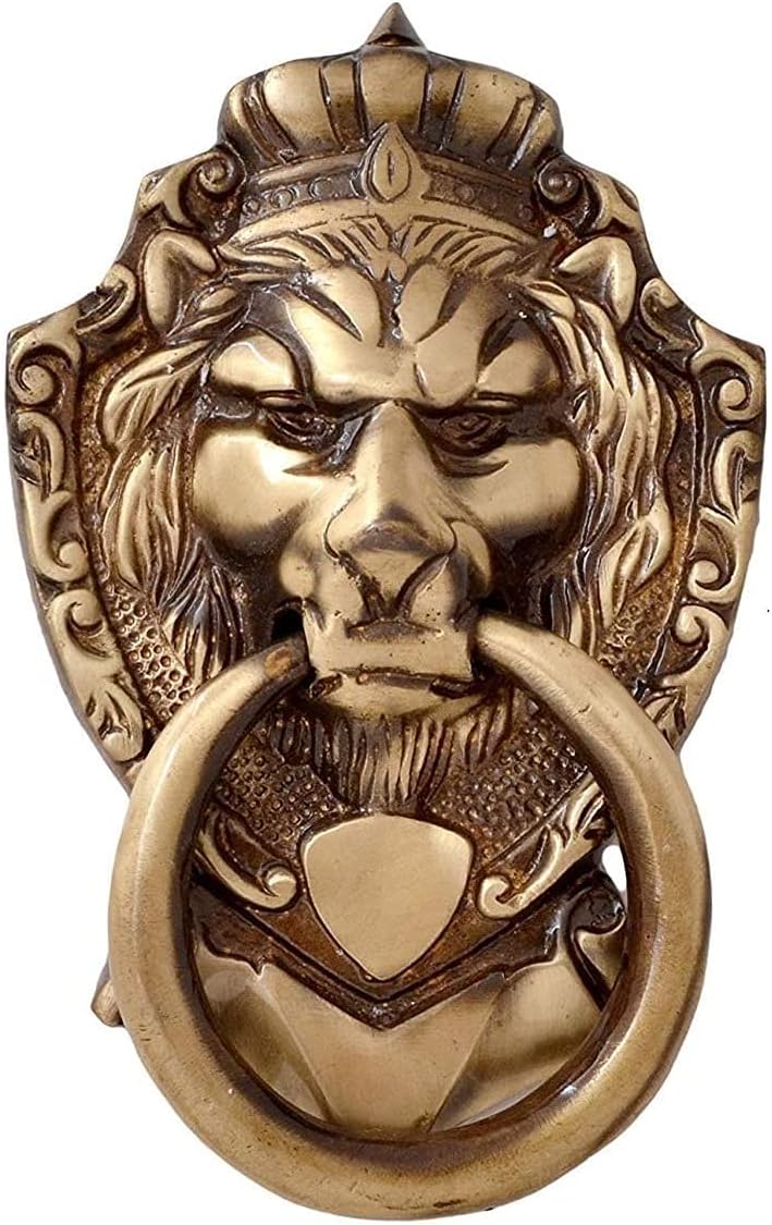 NOBILITY Door Knocker Brass Victorian Style Brass Gate Knocker Lion Mouth Premium Antique Finish Handle Pull Door Accessories Home Decor