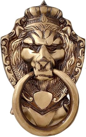 NOBILITY Door Knocker Brass Victorian Style Brass Gate Knocker Lion Mouth Premium Antique Finish Handle Pull Door Accessories Home Decor