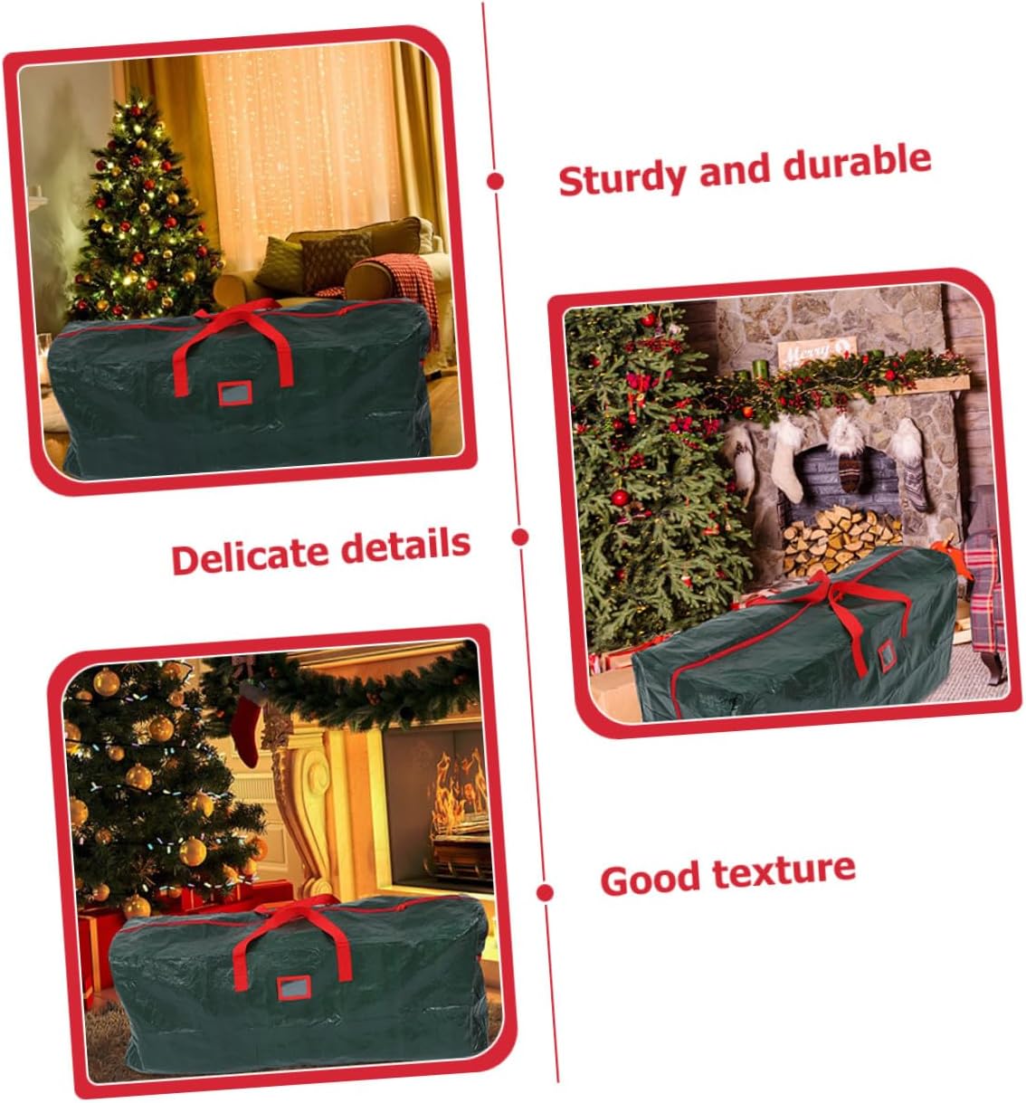 Christmas Tree Storage Bag Waterproof Dustproof 165x38x76cm Green Party Holiday Tree Organizer with Handles for Indoor Outdoor Use