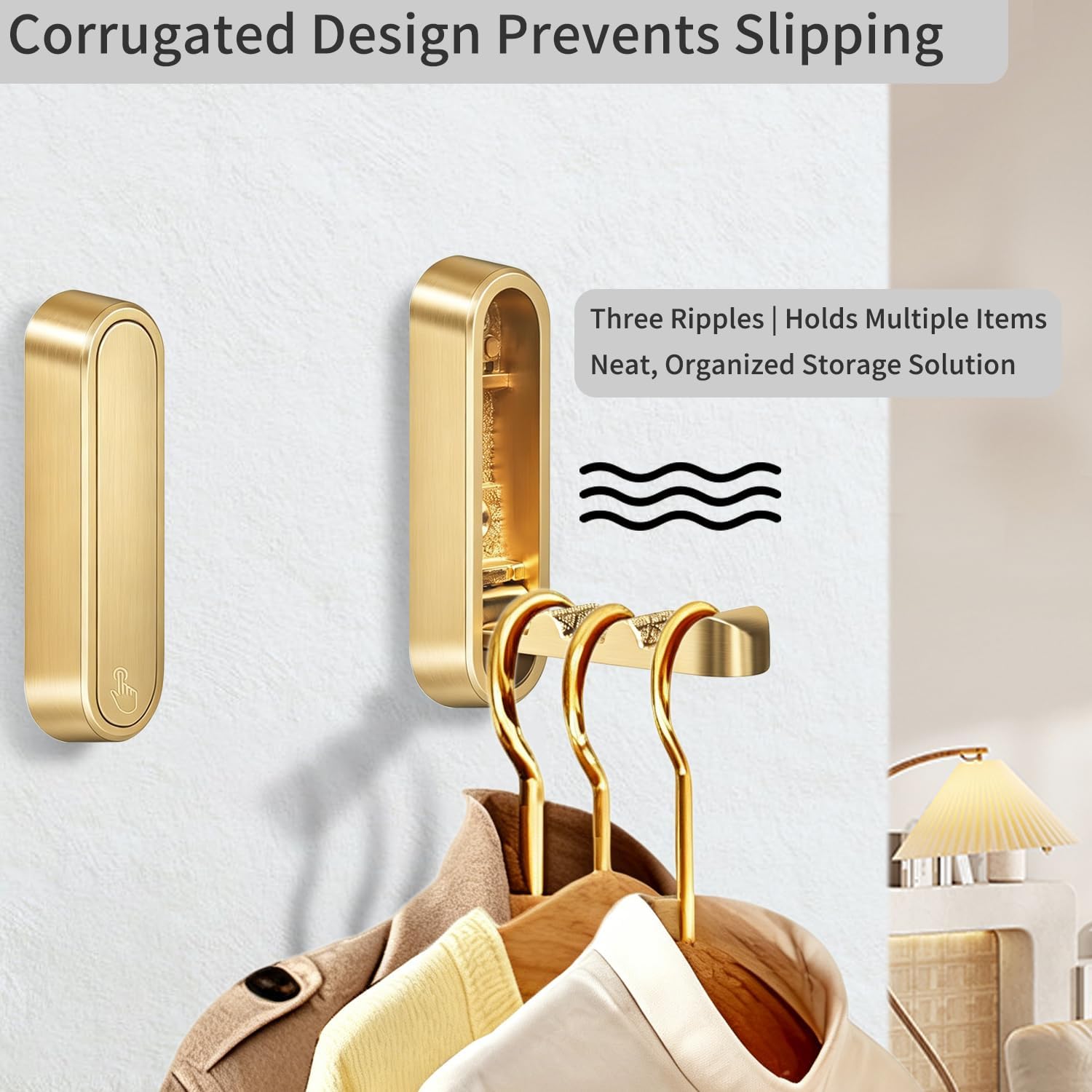 6PCS Foldable Wall Hooks, Zinc Alloy Flip Down Hooks, Retractable Wall Hooks for Bathroom, Entryway, Hanging Coats Hats Bags Keys (Gold)