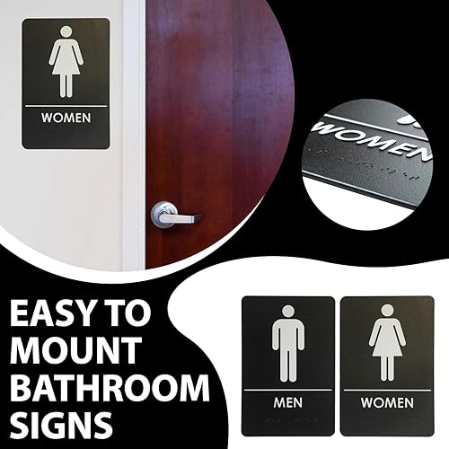 Miniatura 3 de Hecho en EE.UU. - Letreros de Baños para Hombres y Mujeres Compatibles con ADA, Señales de Puertas de Baño para Oficinas, Negocios y Restaurantes,