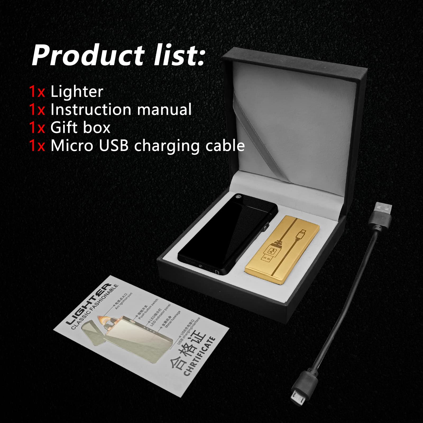 BABOBIU Briquet à Arc Électrique Rechargeable par USB - Plasma Portable Coupe-vent avec Batterie de Capacité Améliorée pour Bougies, Encens, Feux d'Artifice - Noir Givré