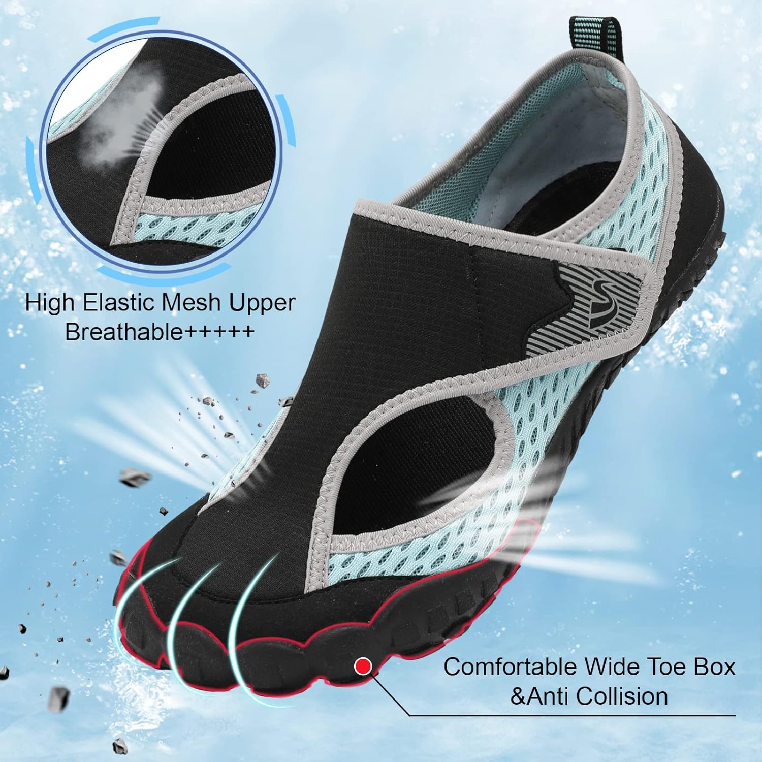 Spesoul Water Shoes for Women Men Quick Dry Aqua Socks for Swim Beach Pool Hiking Training Summer Sandals Outdoor Zero Drop Barefoot Shoes 8.5 Women/7.5 Men Vel Blablue image 3 of 7 B0BT4SKN97