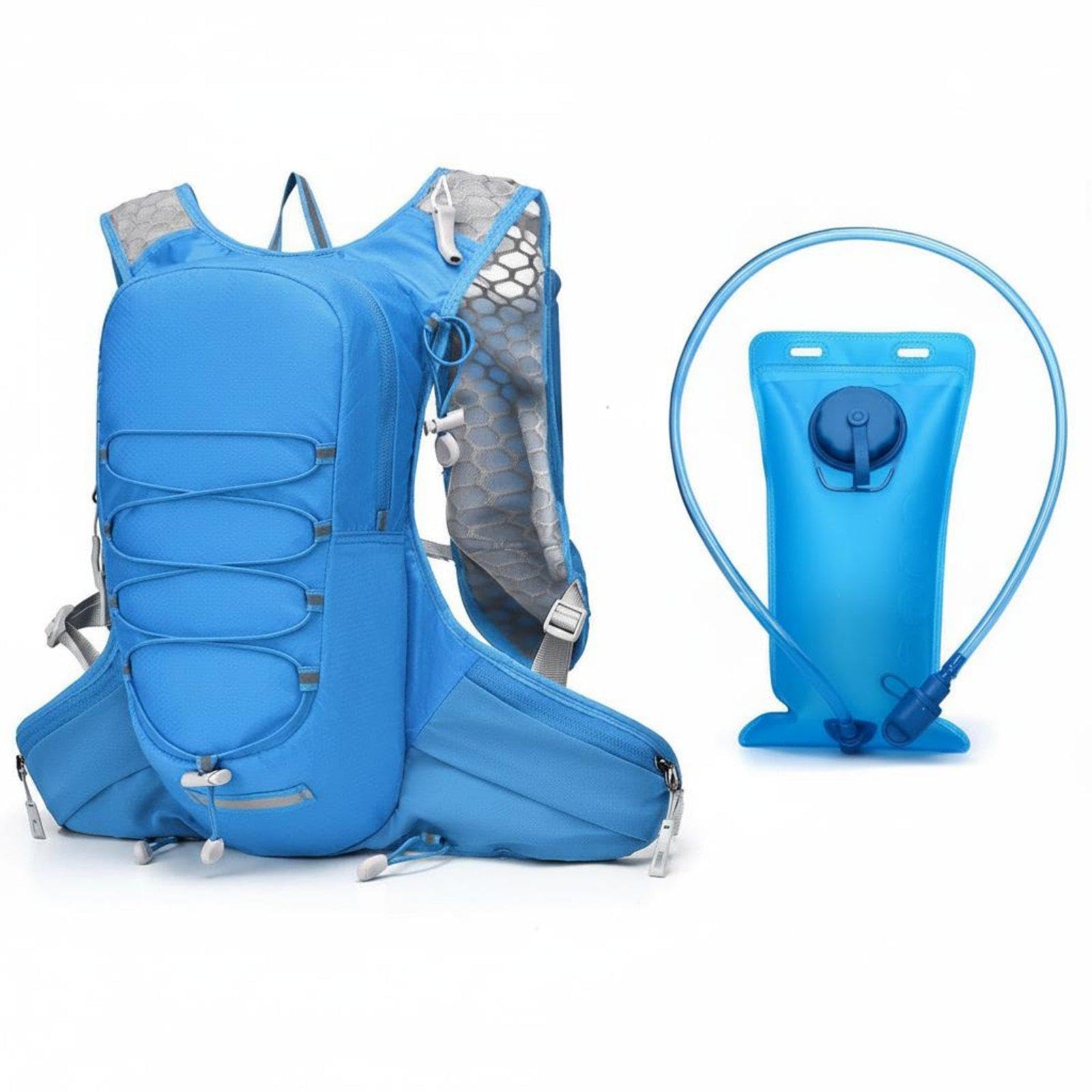 SNAPPSY Trail Running Vest Multiple Pockets Water-Carrying Vest Breathable Trail Running Backpack for Runners, Cyclists, Hiking, Biking, Camping Blue with Water Bag-image-43