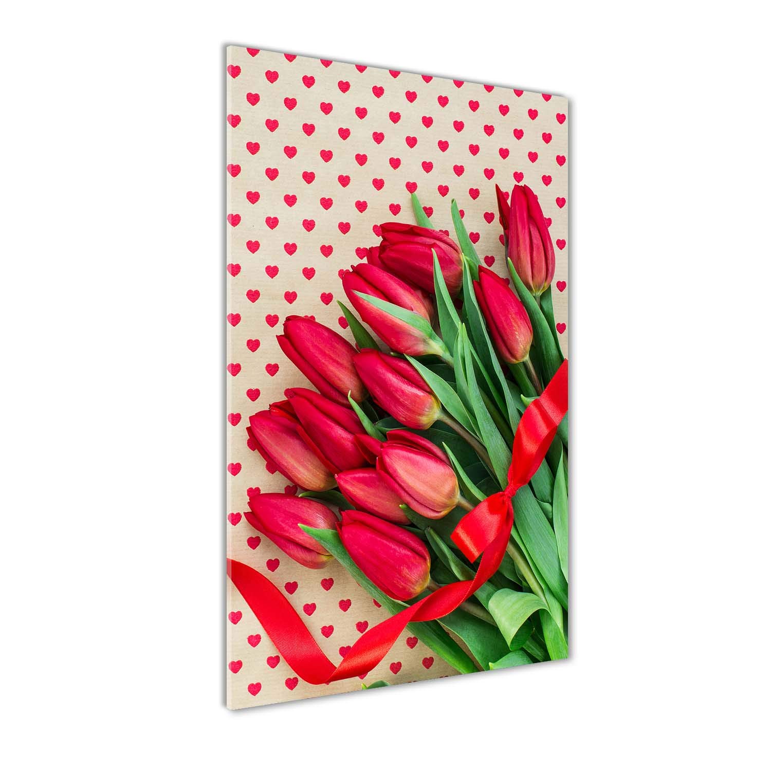 Tableau photo fleurs tulipes rouges impression sur verre panoramique 50x100 cm salon