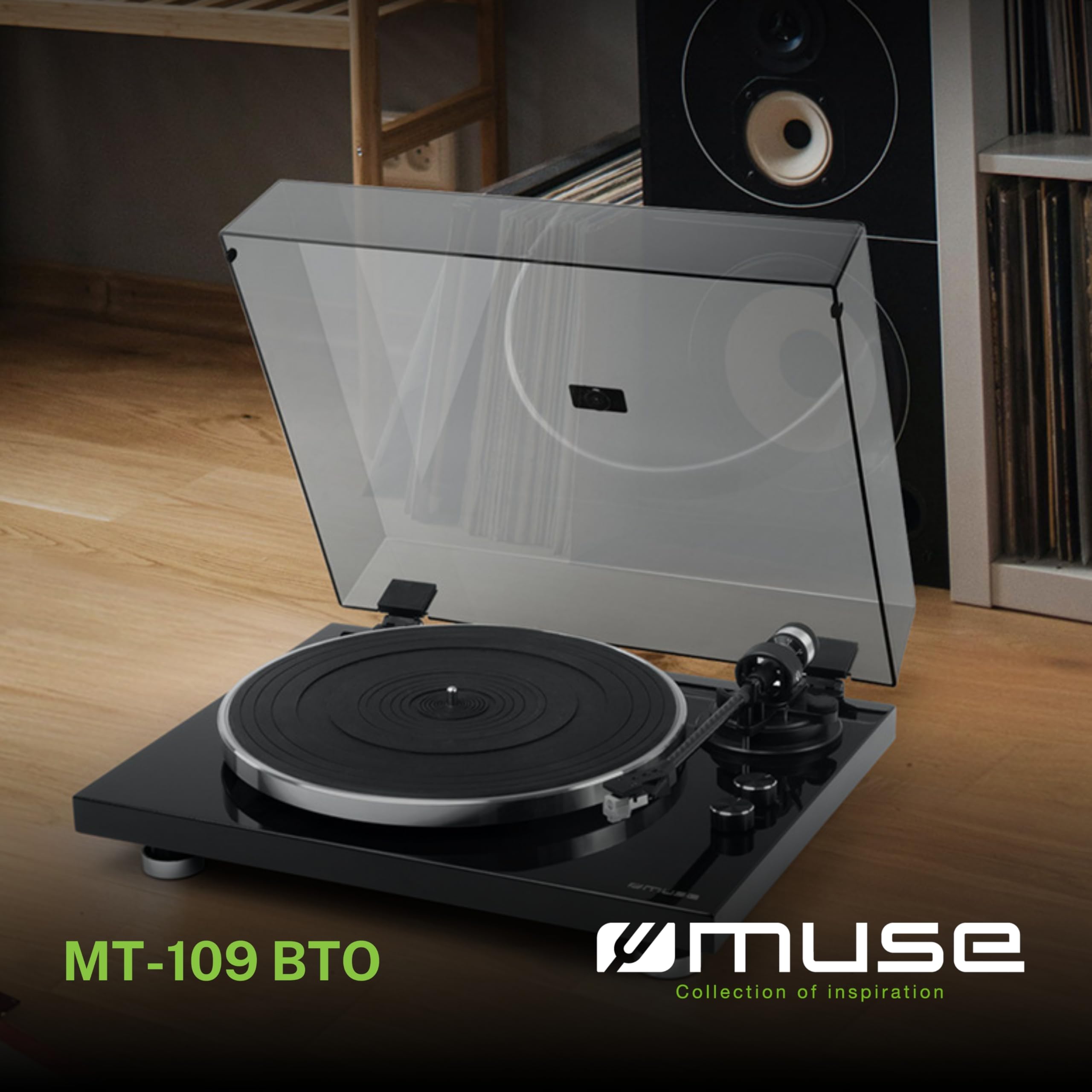 MUSE Winylowy gramofon Bluetooth z przedwzmacniaczem stereo, 2-biegowy 33/45, AUX