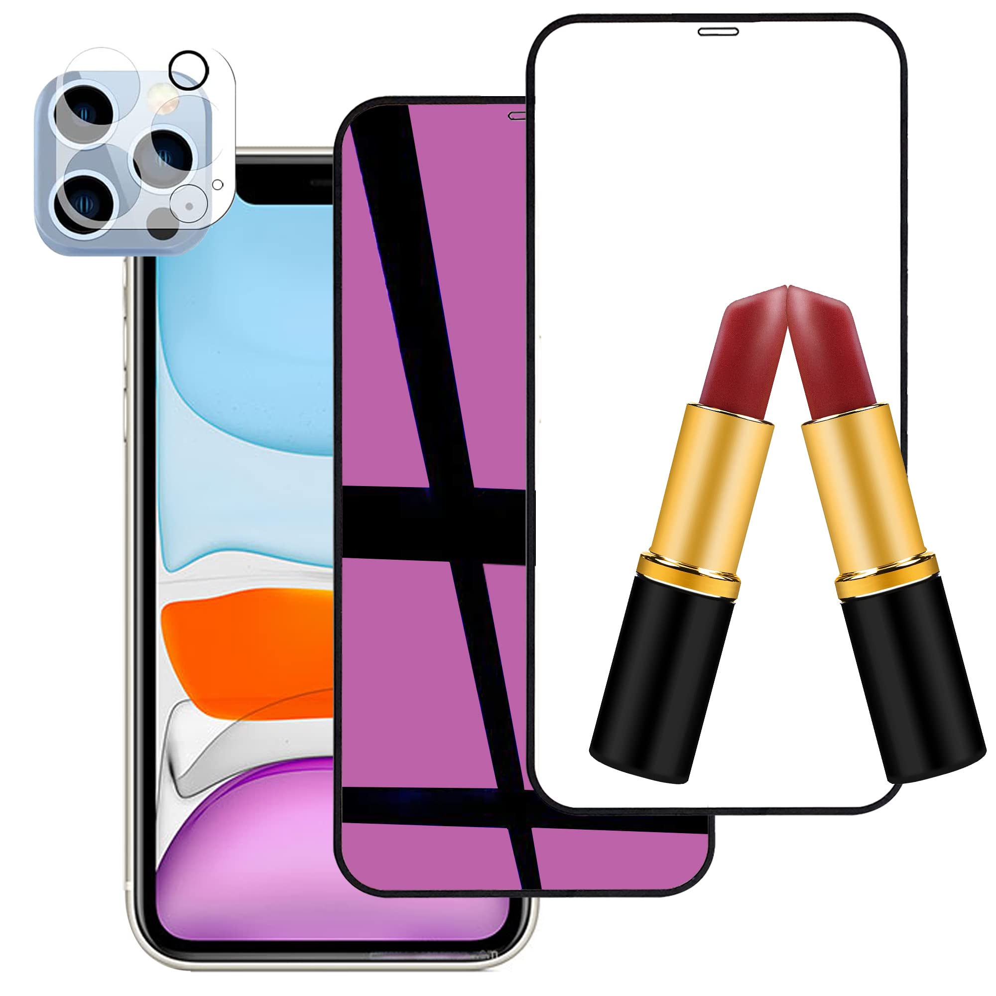 Umhlaba Compatible with iPhone 11 Pro Max Mirror Tempered Glass With Screen Protector And Camera Lens Protection 2in1 Full Coverage HD Clear Film Protection Mirrored 6.5 Inch