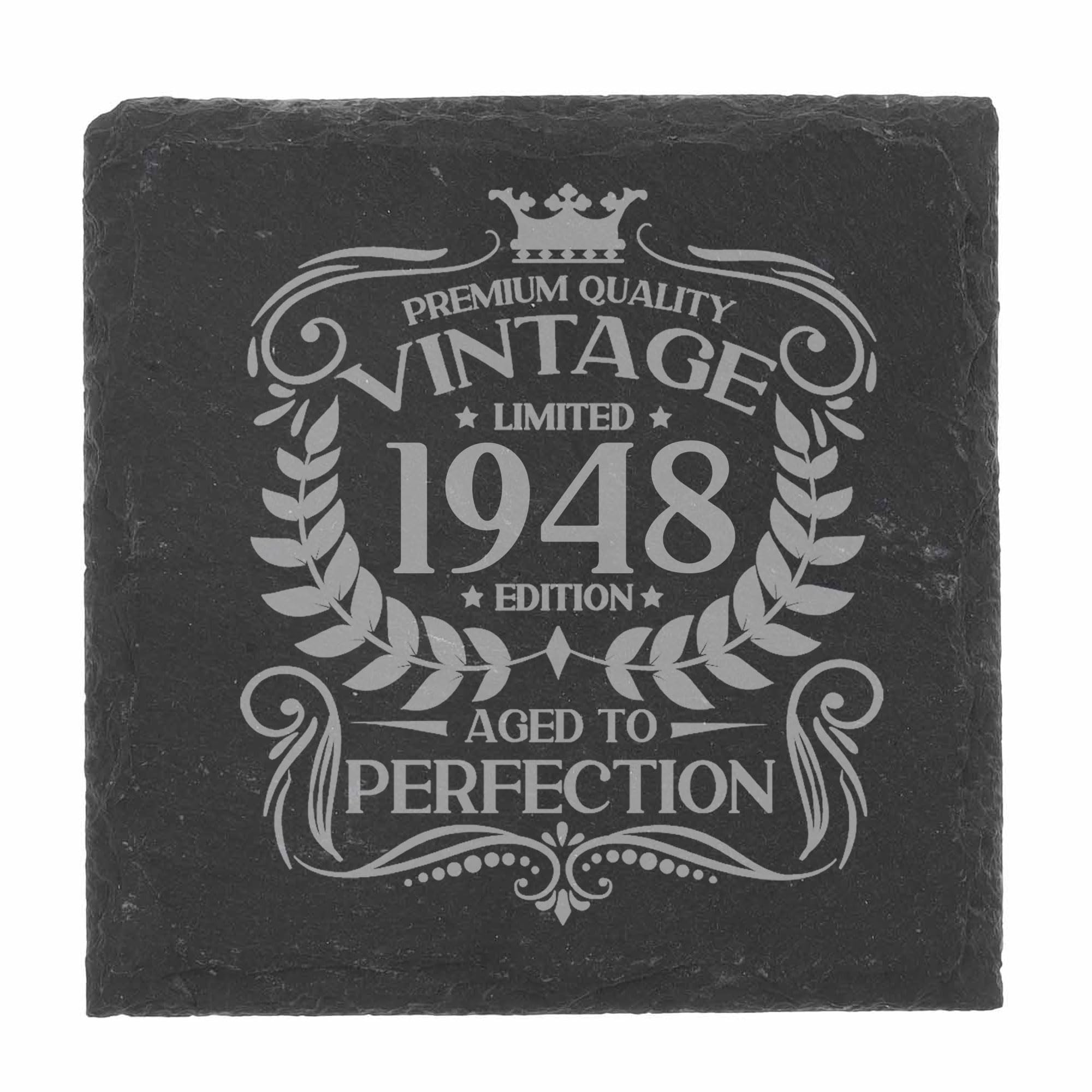 80th Birthday Gift for Men Vintage 1946 Aged to Perfection Engraved Slate Coaster Present for 80 Year Old Etched Natural Slate Placemat (Round Slate) — view 249