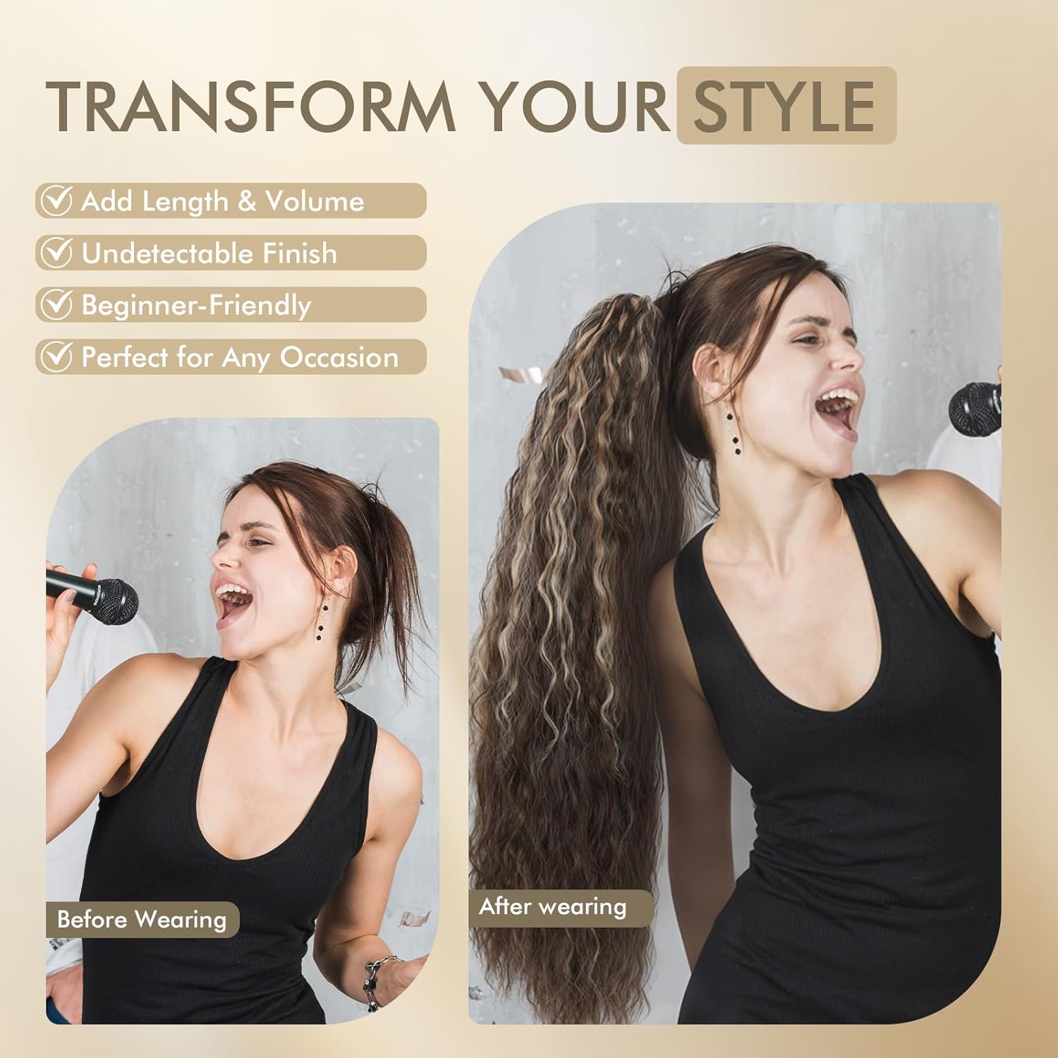 Claw Clip in Ponytail Extension 30 Inch Long Wave Curly Pony Tail Hair Extensions for Women fluffy Natural Looking Synthetic Hairpiece for Daily Use(Ligth Grey,30Inch)