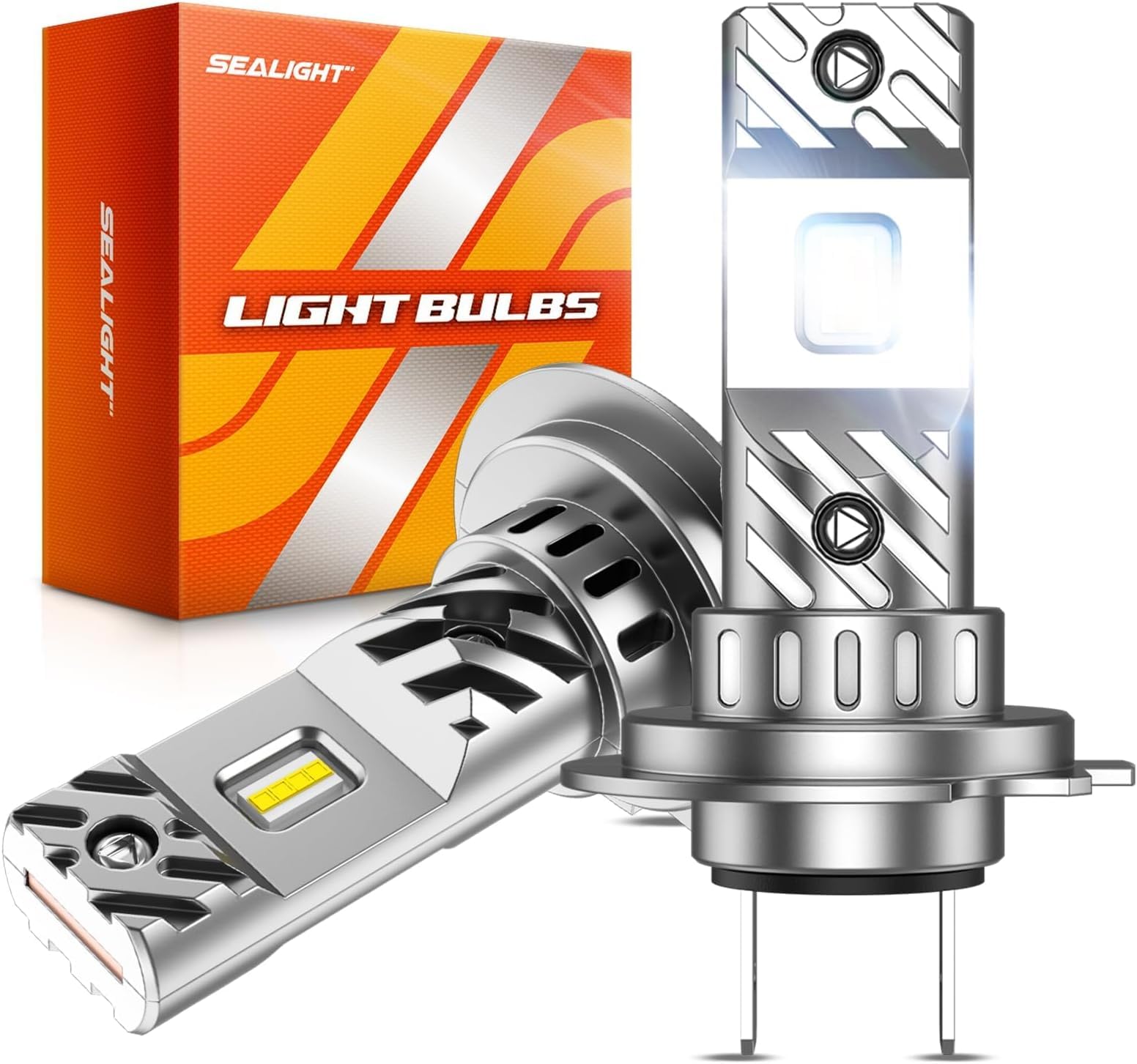 SEALIGHT H7 LED Ampoules améliorées, 1:1 Mini Design 6500K Cool White Light, 36000LM Ultra Bright, 60000+ heures de durée de vie, Pas d'adaptateur nécessaire, Lot de 2, no ventilateur
