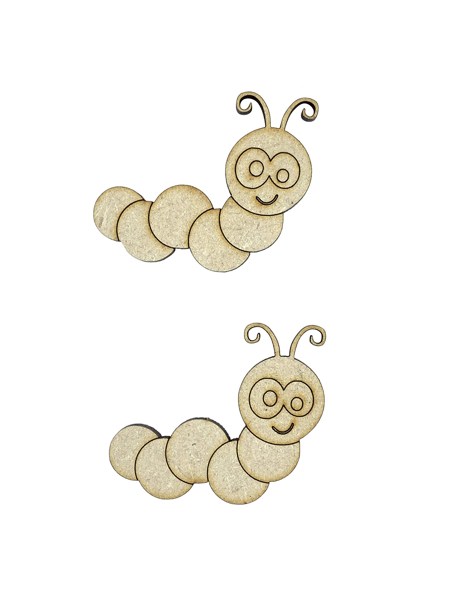 The Crafty Cow 12X Caterpillar Bug With Detail 4Cm Wood Craft Embelishments Laser Cut Shape Mdf