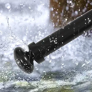 RYB HOME Black Curtain Rod for Window, 1" Rustproof Telescoping Single Curtains Rods with Oval Pattern Ball Finials for Shower Bedroom Patio Gazebo Porch, Matt Black, 1" Diameter, 48" to 86"
