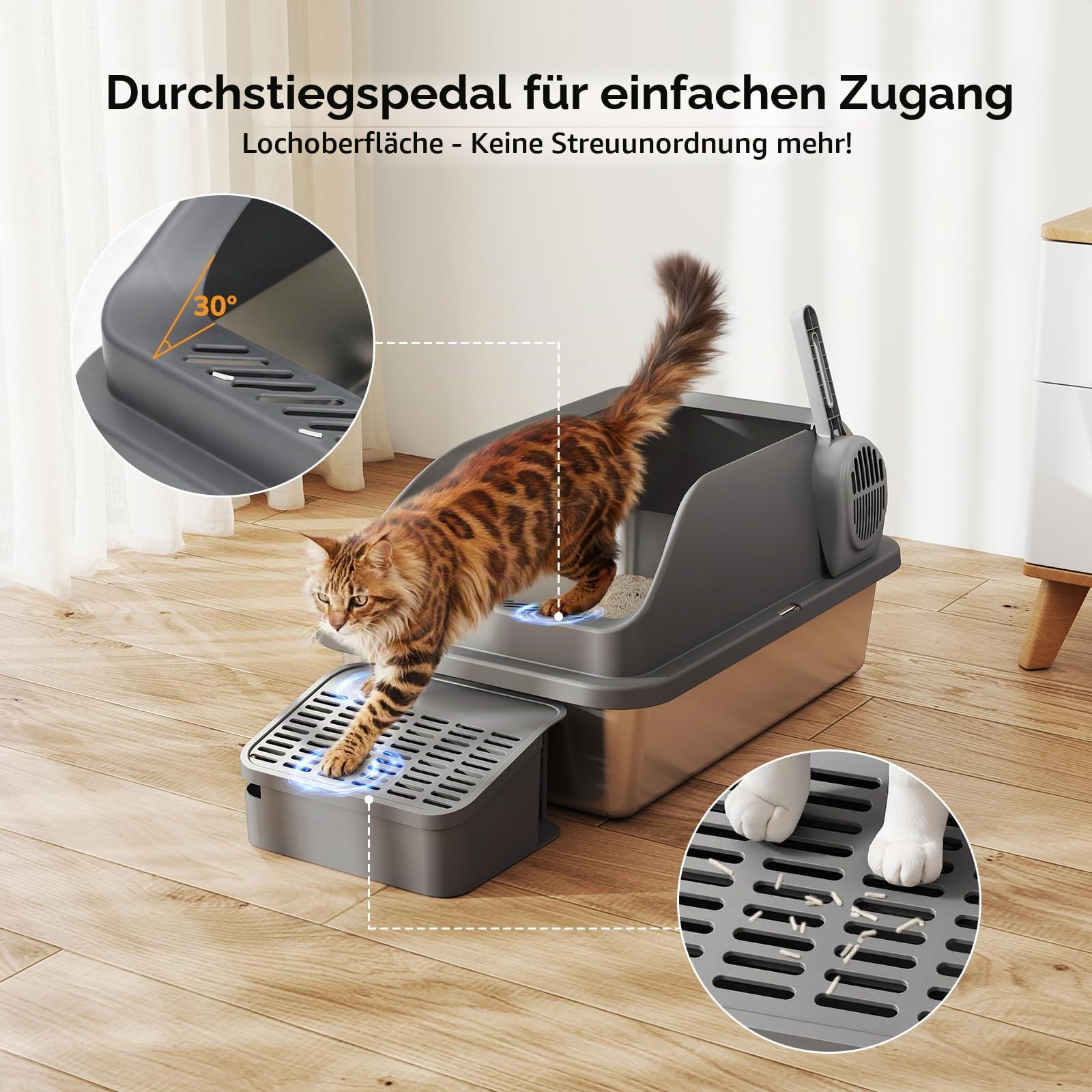 Zivacate Katzenklo aus Edelstahl (XL, 60×40cm Groß) – Katzentoilette