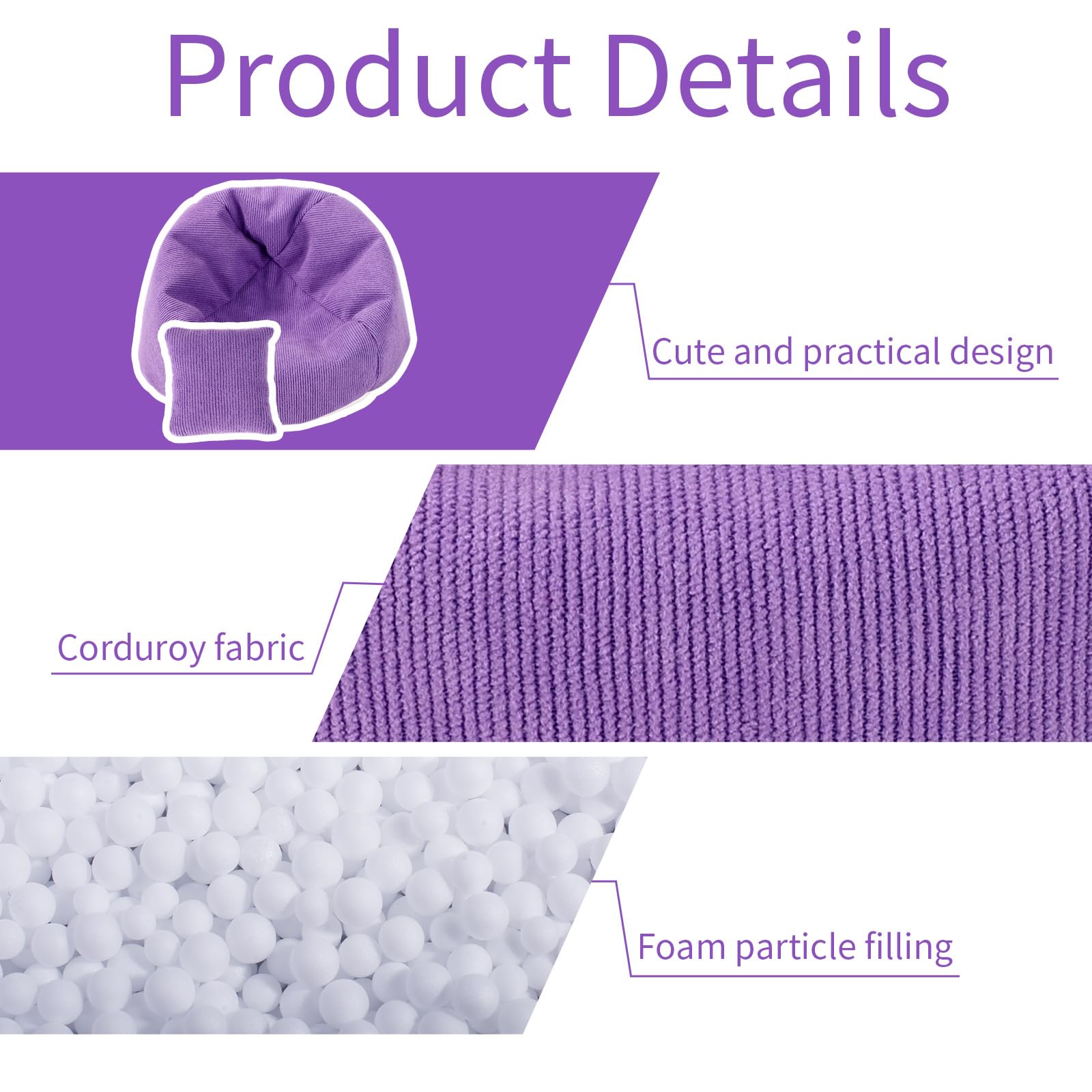 Lyreh Mini Bean Bag Chair for Dolls Seat Purple Soft Mini Sofa with Pillow - Image 4