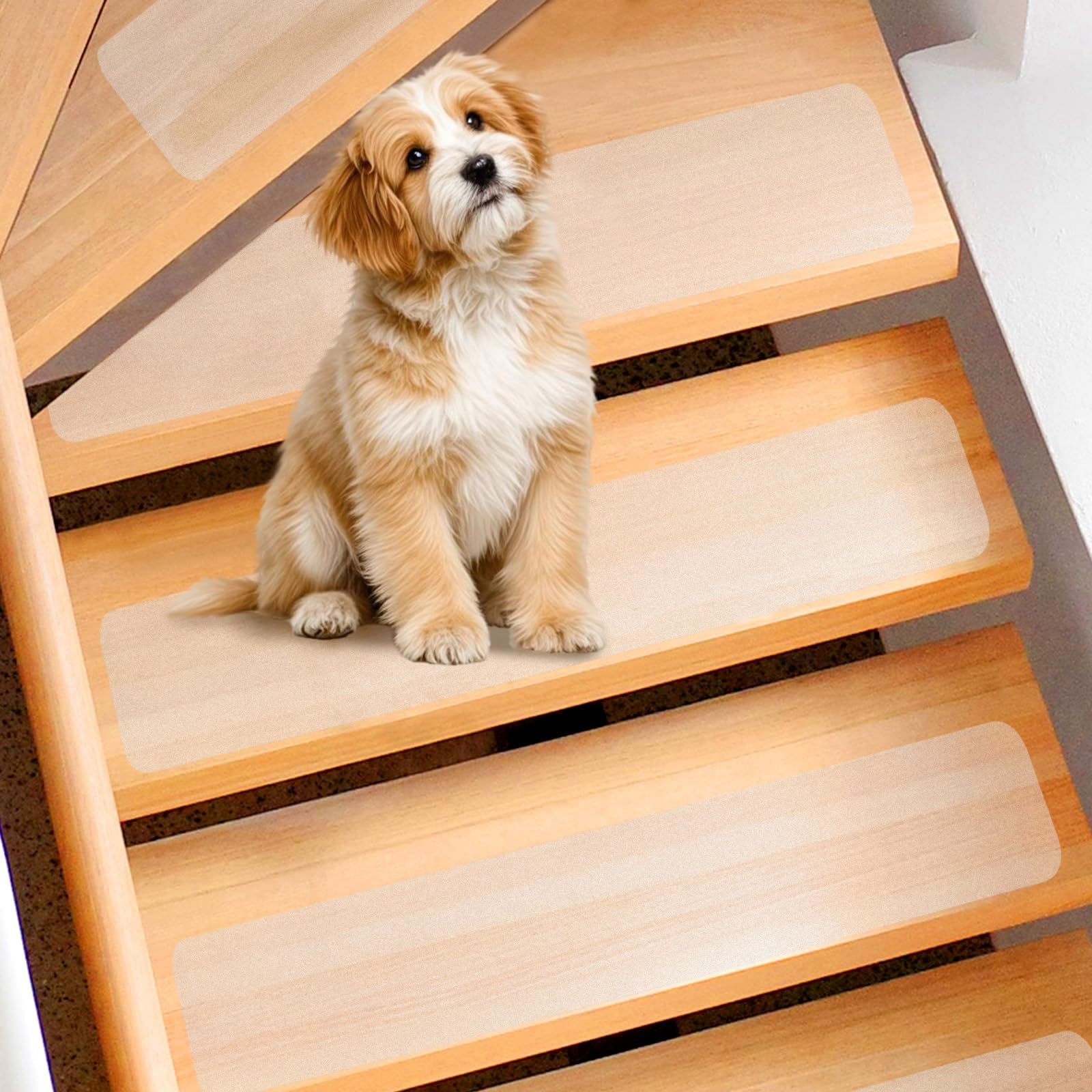 Spurtar 6"x32" Clear Non-Slip Stair Treads, 15pcs Anti-Slip Matt Tape for Indoor Wooden Marble and other Smooth Steps