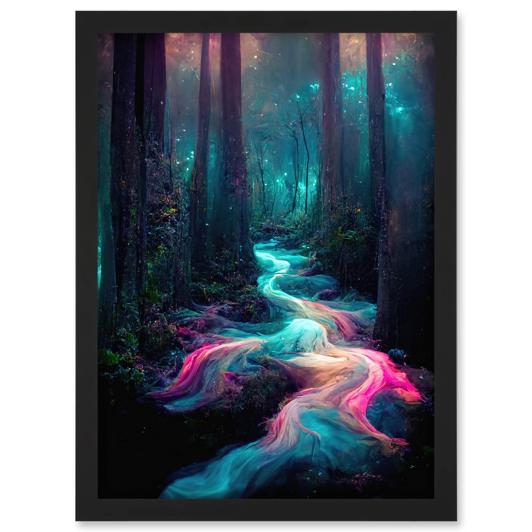 Doppelganger33 LTD The Enchanted Forest Magical Fantasy River Artwork Framed A3 Wall Art Print