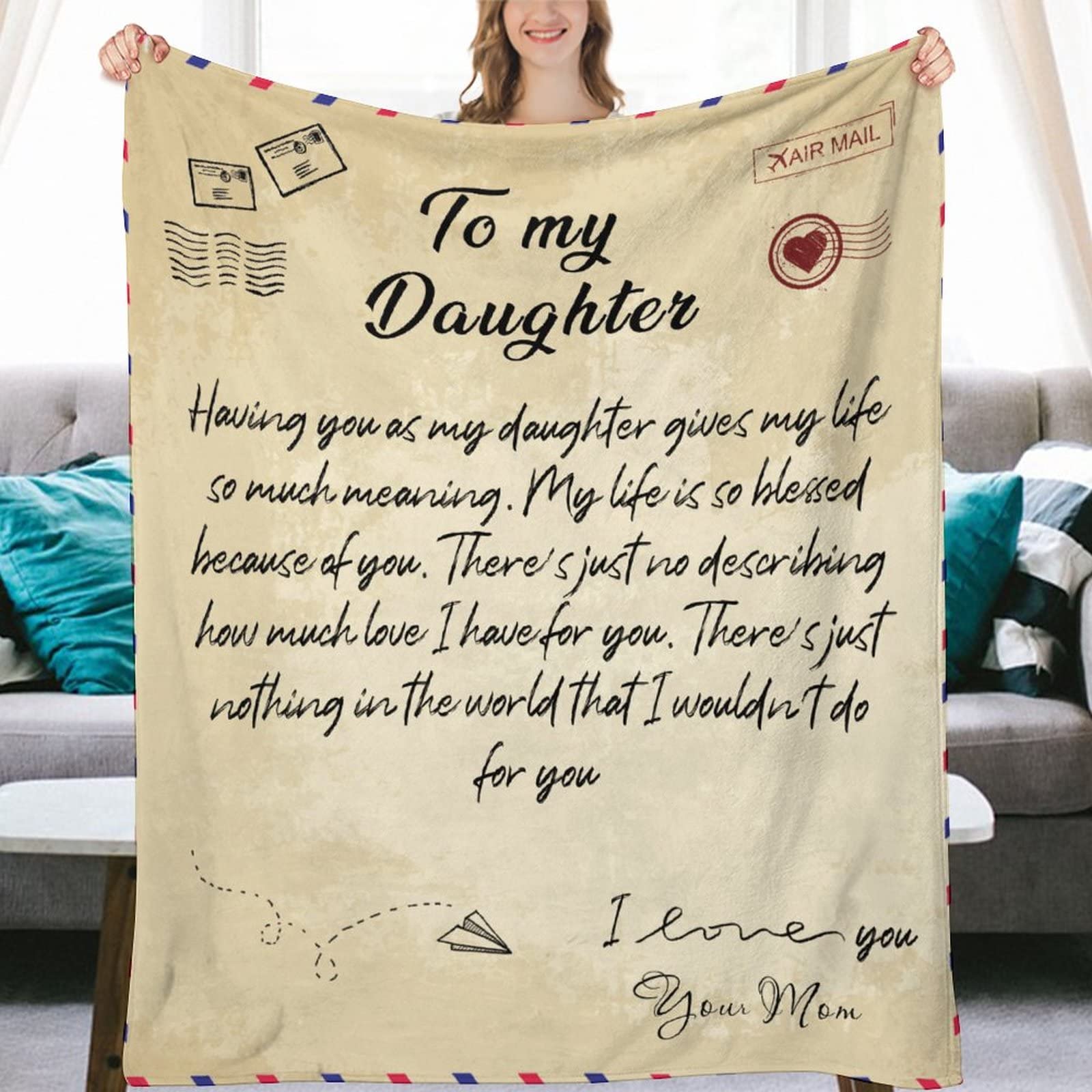 Couverture flanelle Having You As My Daughter : cadeau pour elle