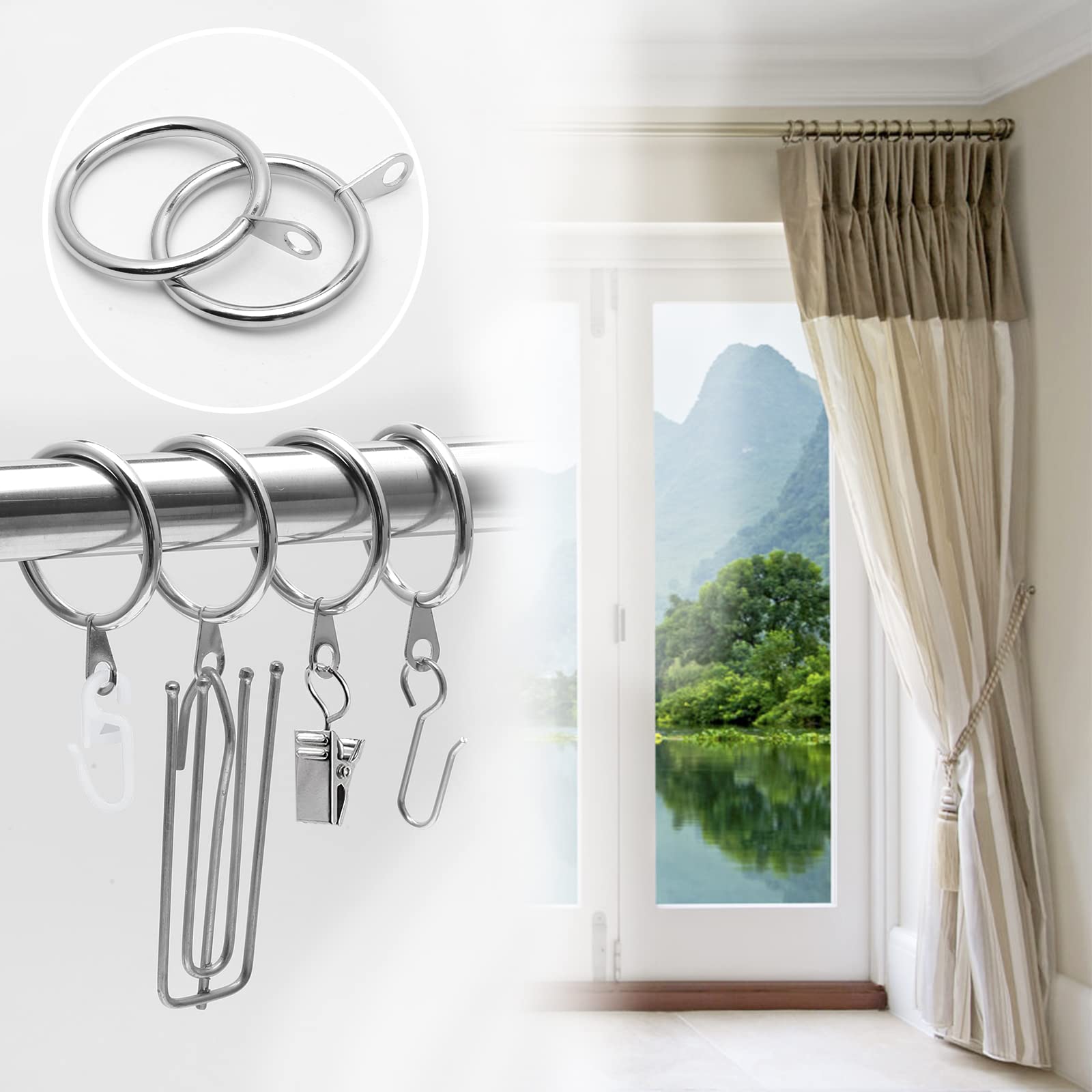 Stainless Steel Curtain Rings Stainless Steel Shower Curtain Hooks With Sea  Turtle Pendants - Set Of 12 Silver Hooks For Standard Curtain Rods |  Bathroom Decor Shower Curtain Hardware, image size:1600x1600