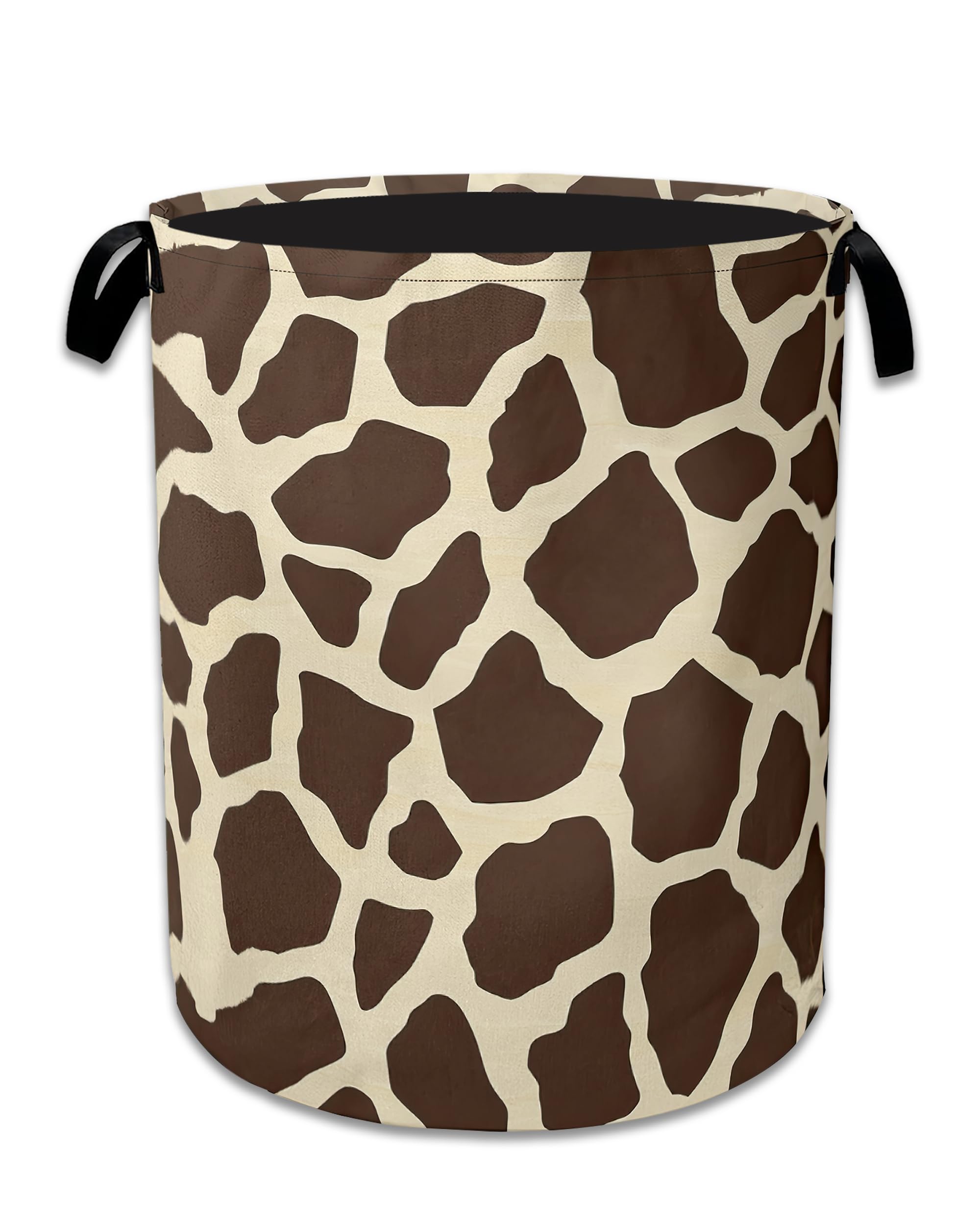 Giraffe Print Large Storage Basket Collapsible Laundry Basket Oxford Storage Bin for Gift Baskets Bedroom Clothes Hamper 16" X 20.8"