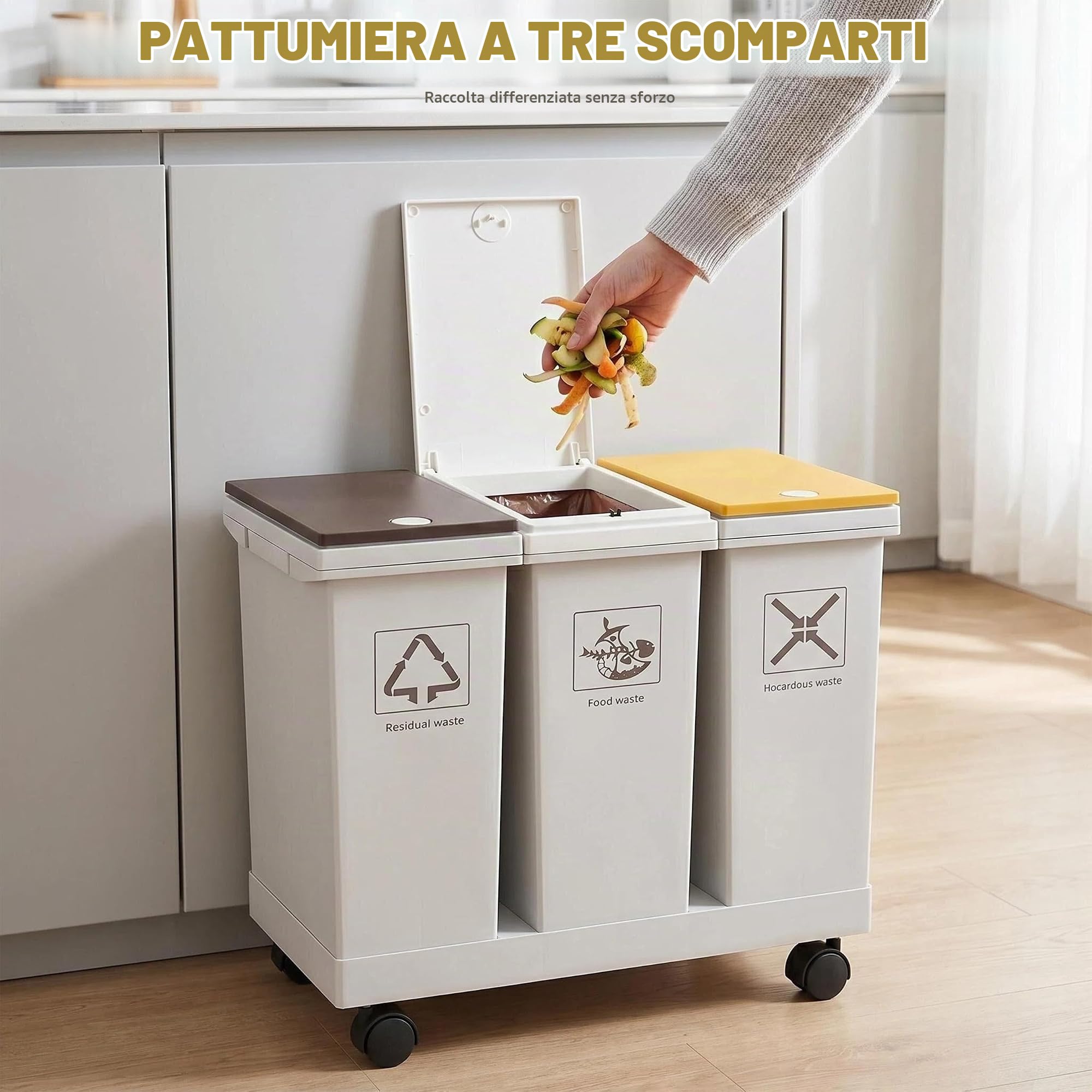 3 sistemi di raccolta differenziata da 12 l