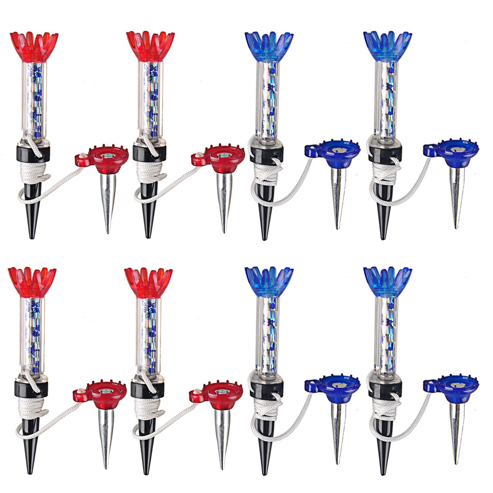 VEASAERS Golf Tees Unbreakable Plastic Magnetic 80 mm Long Bulk Reusable 2/4/8 Pack Blue Red Flexible Magnet Tee Lift Step for Men Women Practice