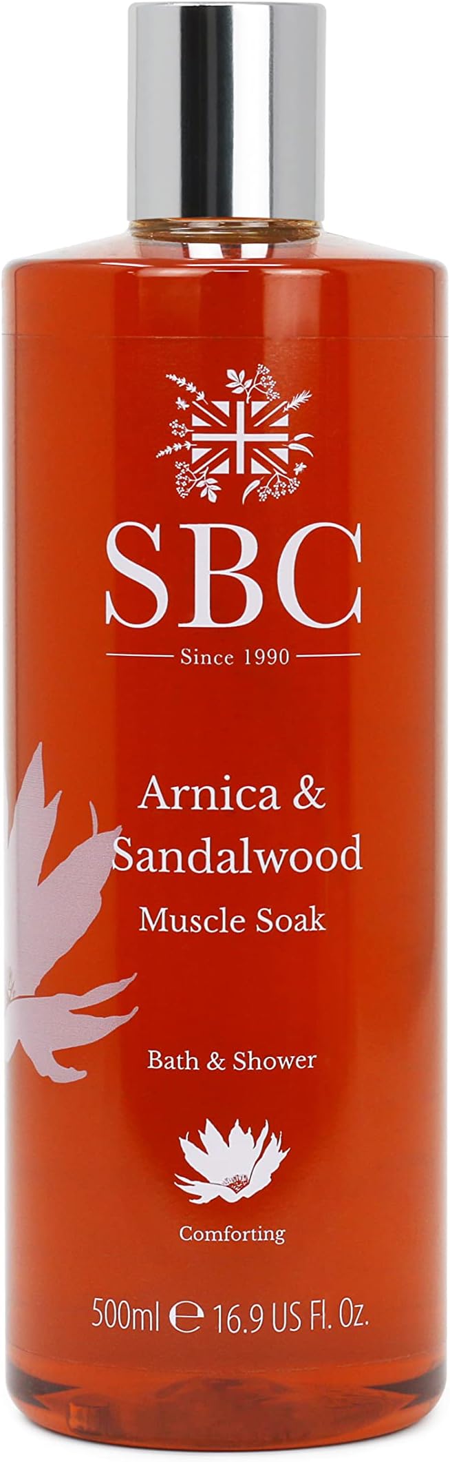 SBC Skincare Arnica & Sandalwood Muscle Soak - 500ml | Soothing Bubble Bath For Men And Women | Vegan Friendly Bath Soak | Bath Soak For Muscle Tension | Comforting Bubble Bath