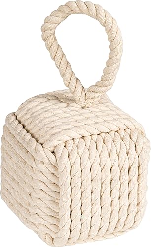 Miniatura 8 de Tope decorativo para puerta de algodón con nudo de cuerda náutica, color gris