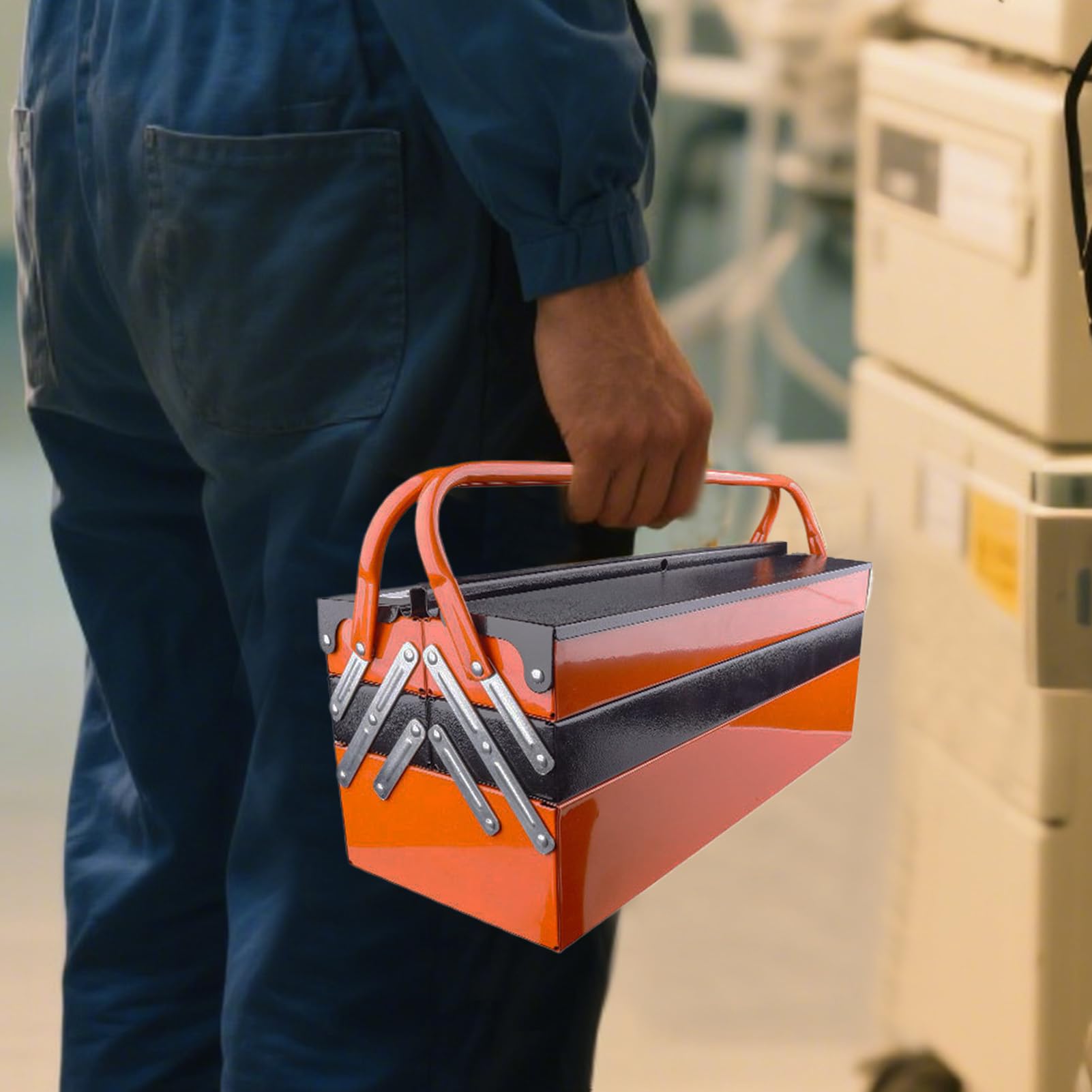 Organizzatore per Attrezzi Cassetta Attrezzi Pieghevole a 3 con | Compatto, Antiruggine e Resistente per Garage, Auto, Casa e Barca