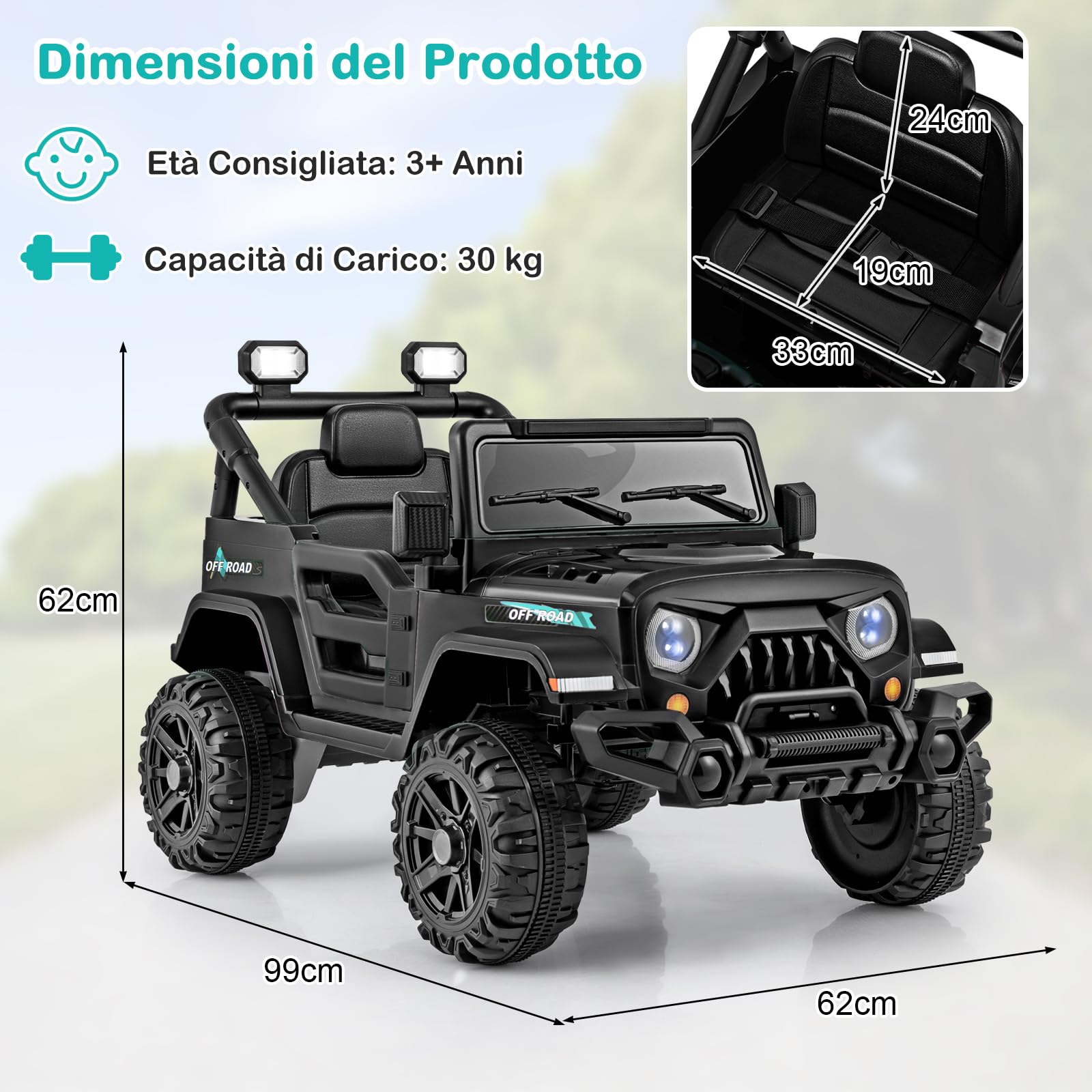 RELAX4LIFE Macchina Elettrica 12V, con Telecomando, con 3 Velocità, Clacson, Veicolo Elettrico per Bambini da 3 a 8 Anni (NERO)