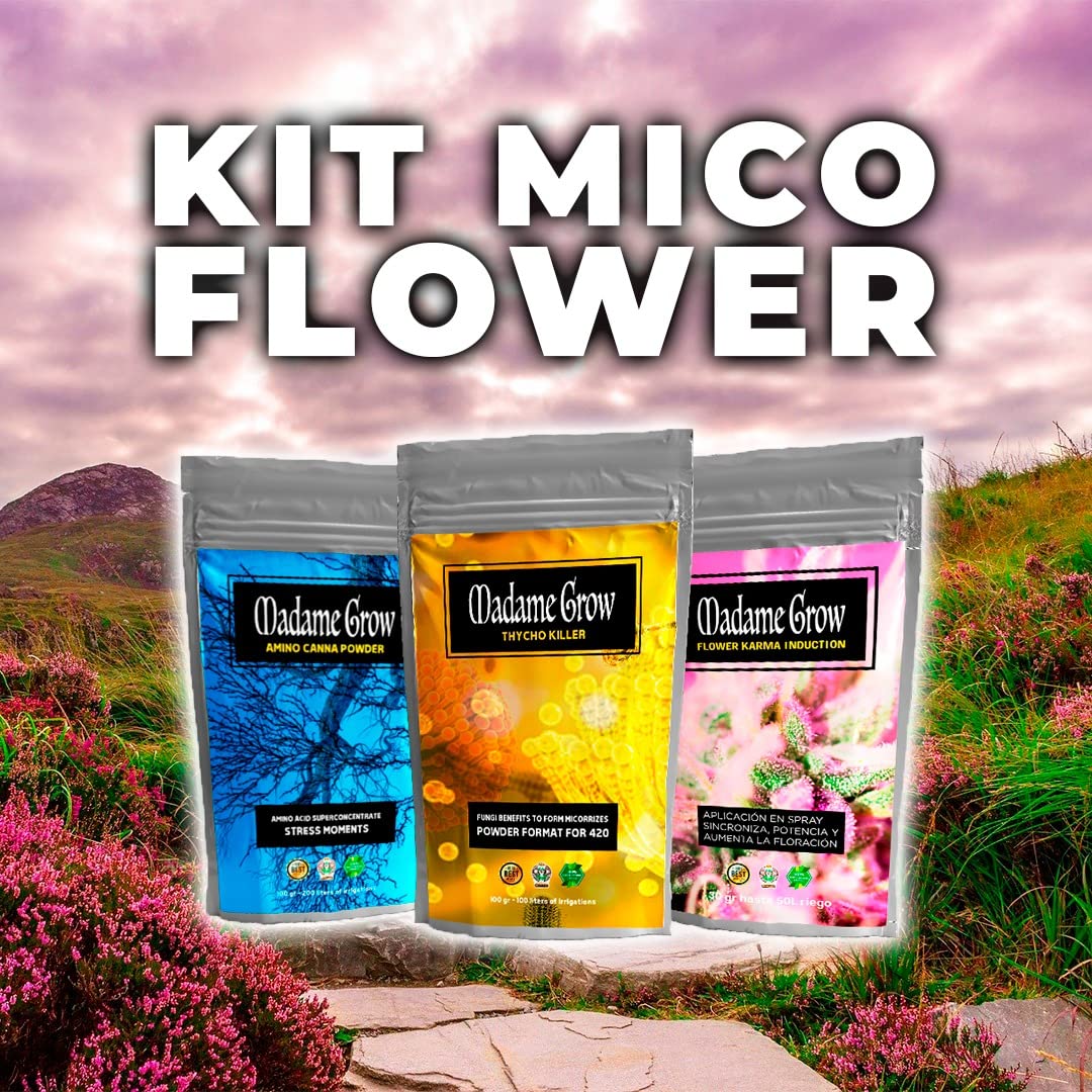 MADAME GROW - Nawóz do roślin - Nawóz do roślin - Thrichodermas, Kwitnienie i Aminokwasy - PACK MICO FLOWER - (100 + 50 + 30 gr)