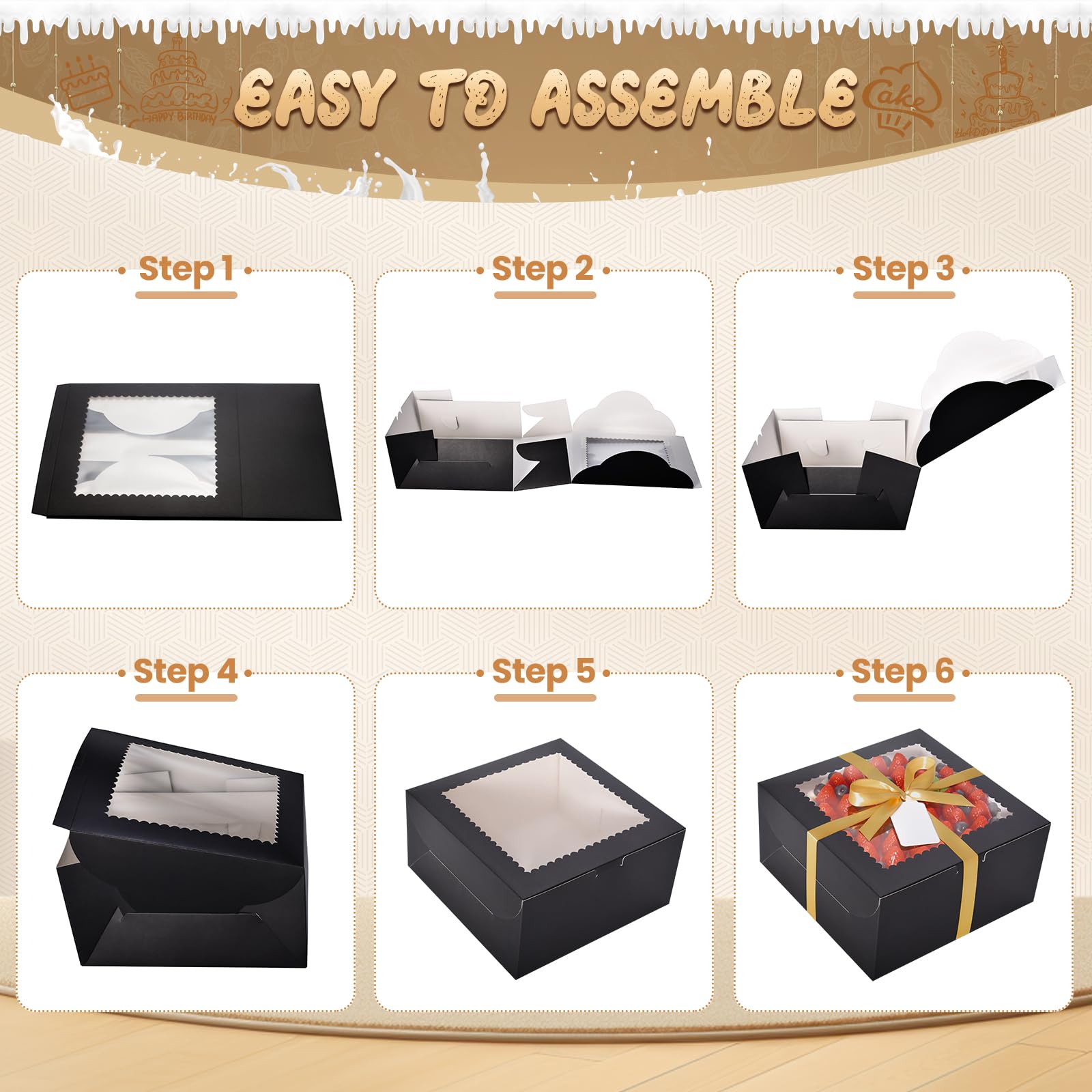 32Pcs 10 Inch Cake Boxes With Cake Boards 16Pcs Black Cake Boxes 16Pcs Cake B