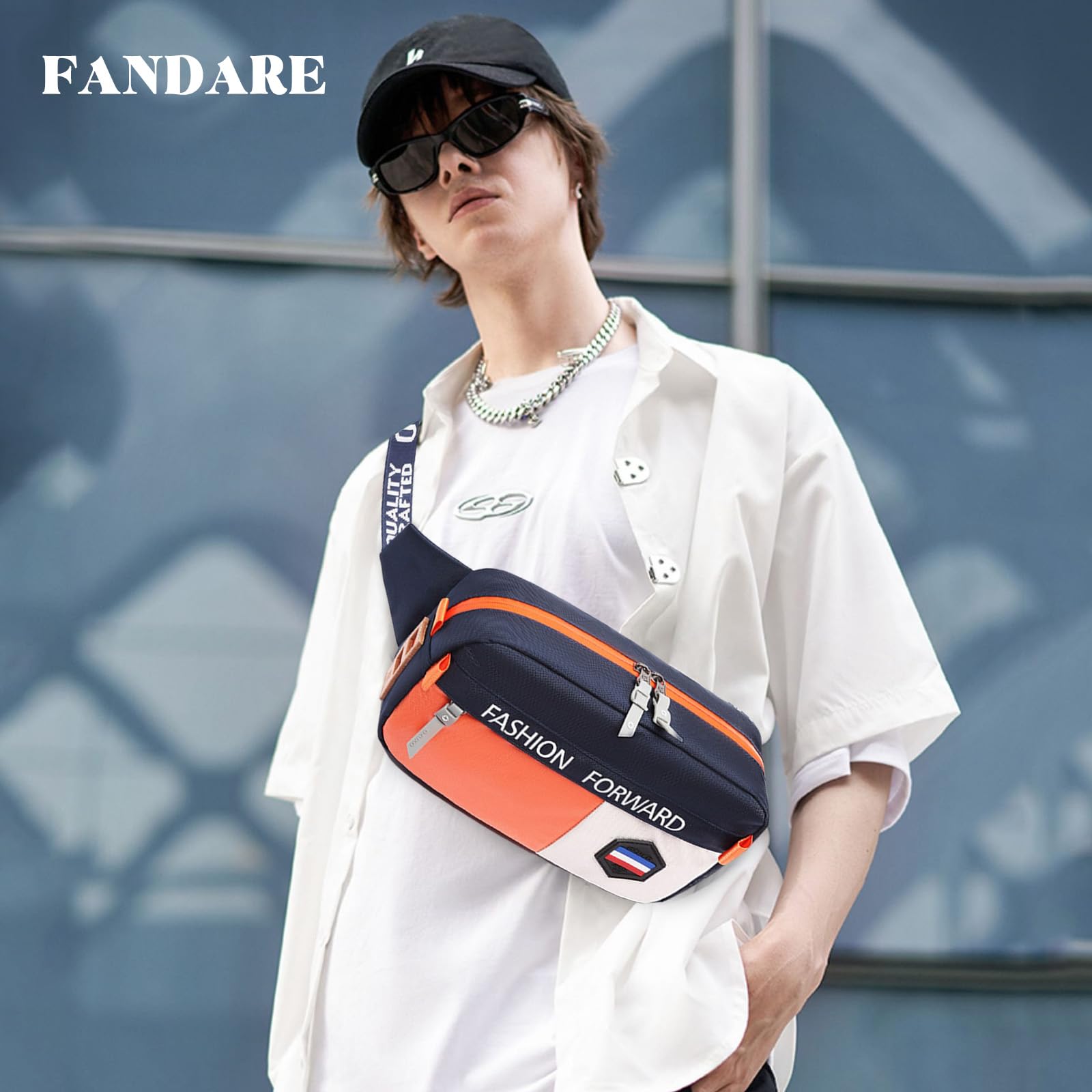 FANDARE Torba nerka na co dzień nerka nerka dla kobiet mężczyzn torba na ramię klatka piersiowa torba crossbody, pokrowiec na piesze wędrówki, jazdę na rowerze, podróże, do uprawiania sportu na