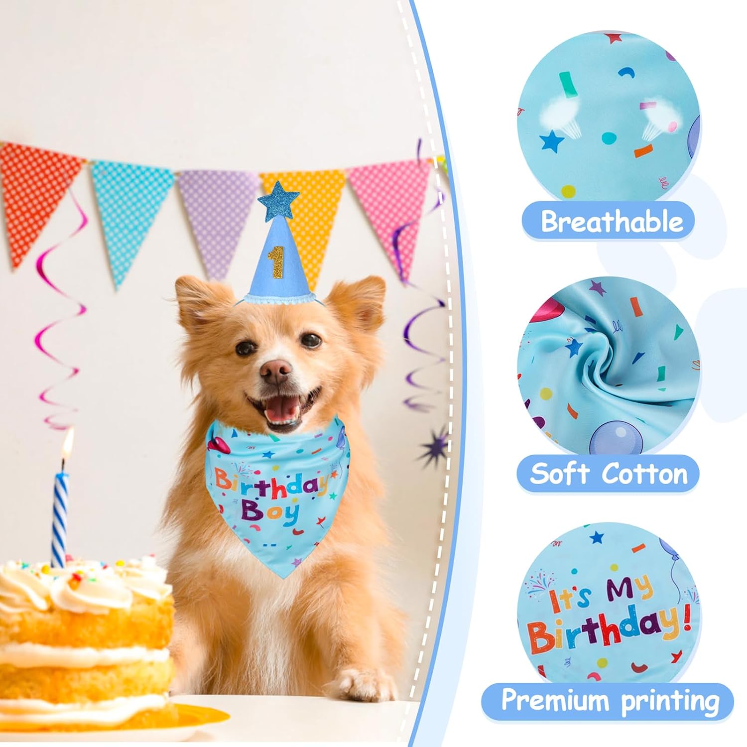 Dog Birthday Bandana Set, Dog Birthday Party Supplies,Dog Birthday image 4