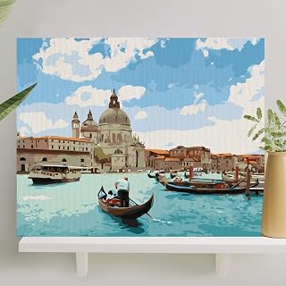 Palmiye Hobi Sanat Sayılarla Boyama Tuval Seti Fırça Boya Dahil (Çıtalı) 40x50 CM - Mavi Rüya