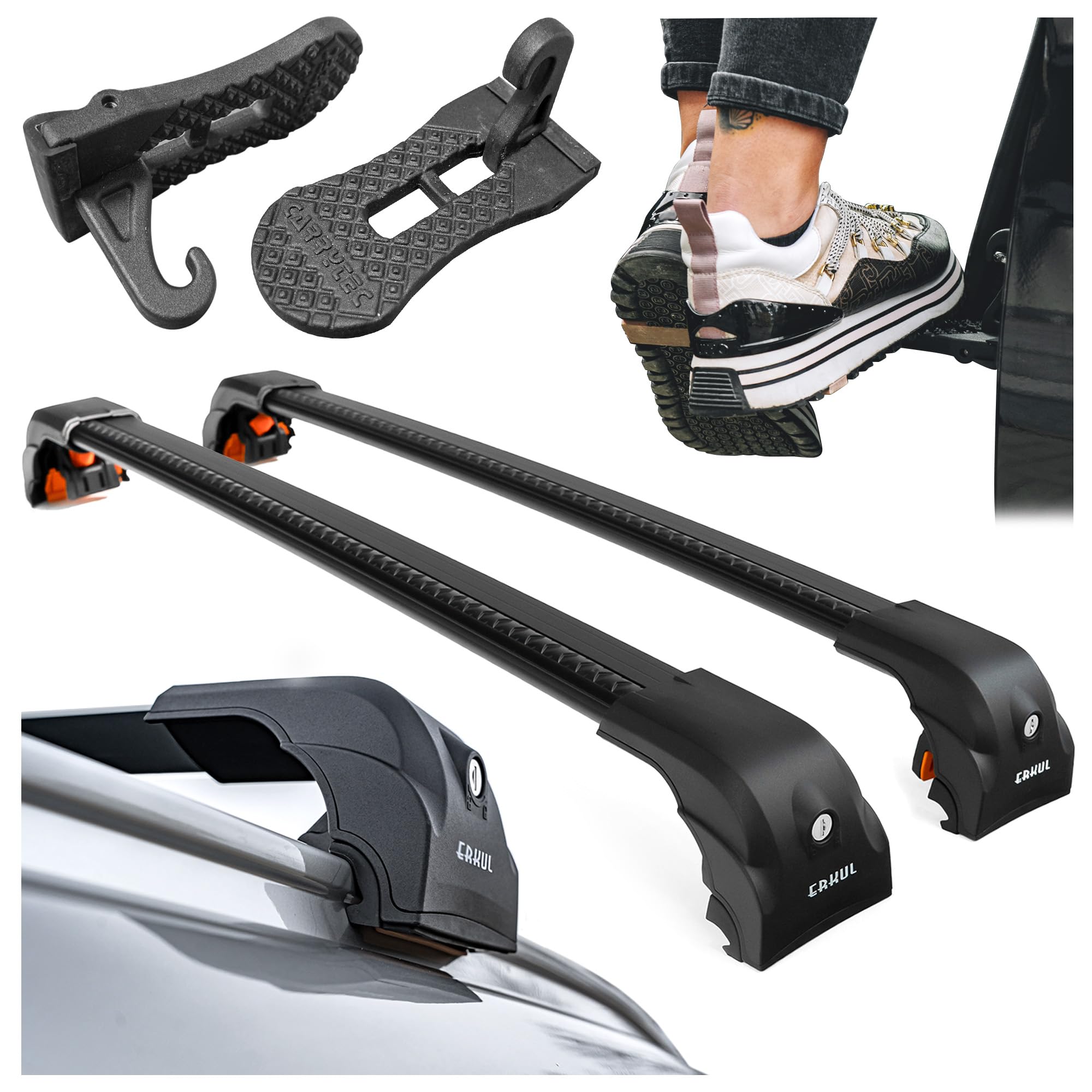 CHROMEMASTER Barre Portatutto Tetto e Gradino per Portiera Auto Compatibili con BMW X1 2015-2022; Portapacchi da Tetto per Box, Portabici, Scala | Ideale per Viaggi, Vacanze, Uso Quotidiano